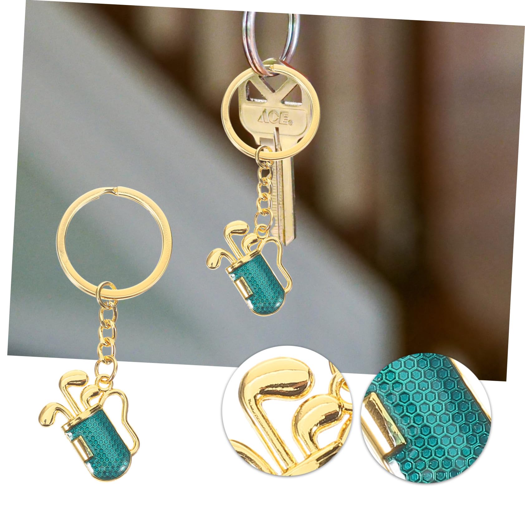 GOOHOCHY Golf Keychain with Ball Markers - Gold & Blue Hanging Keyring Pendant for Golf Bag Decor | Perfect Gift for Golfers & Sports Enthusiasts