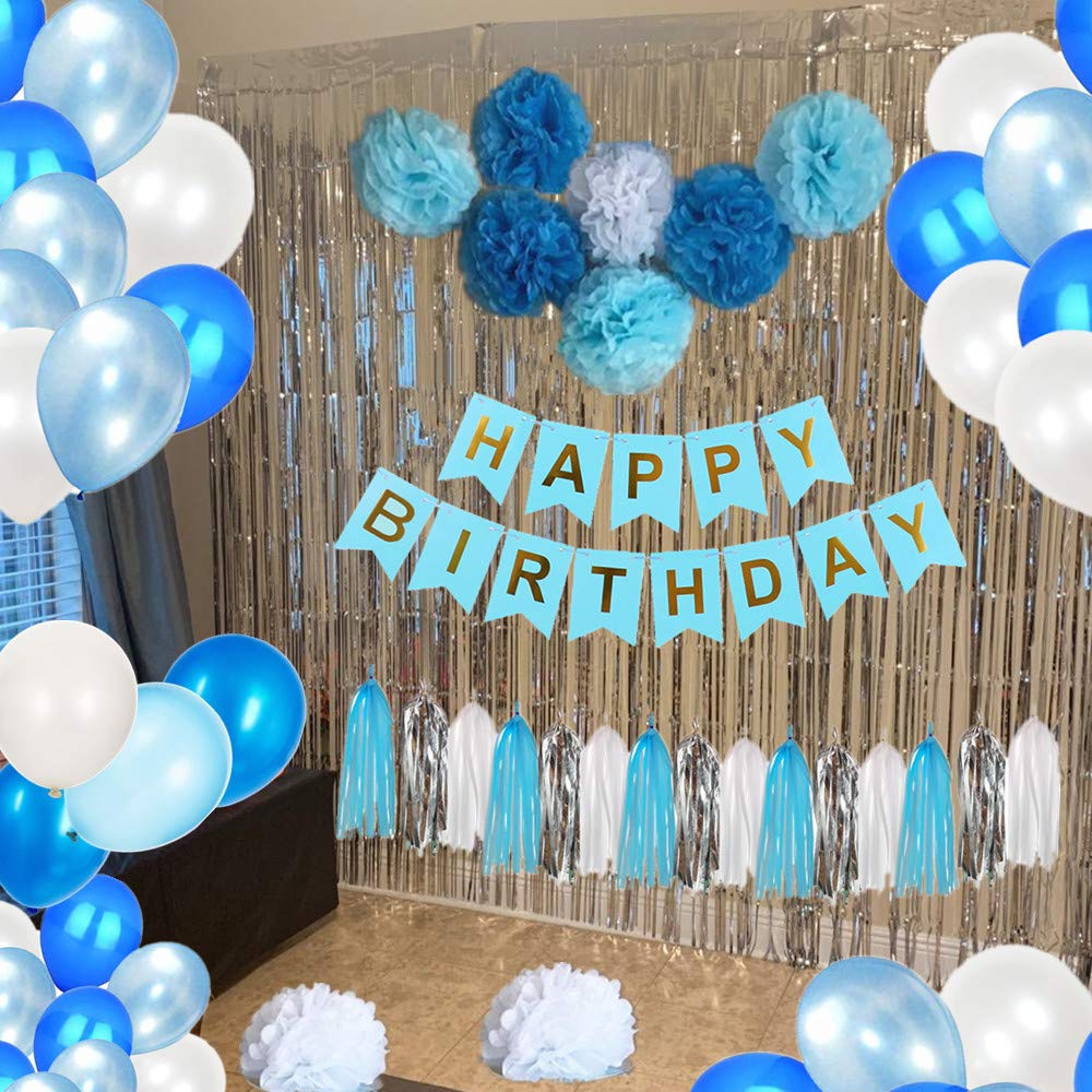 Blue Birthday Party Decorations - Balloons, Banners & Supplies for Kids & Adults - Perfect for Indoor & Outdoor Celebrations