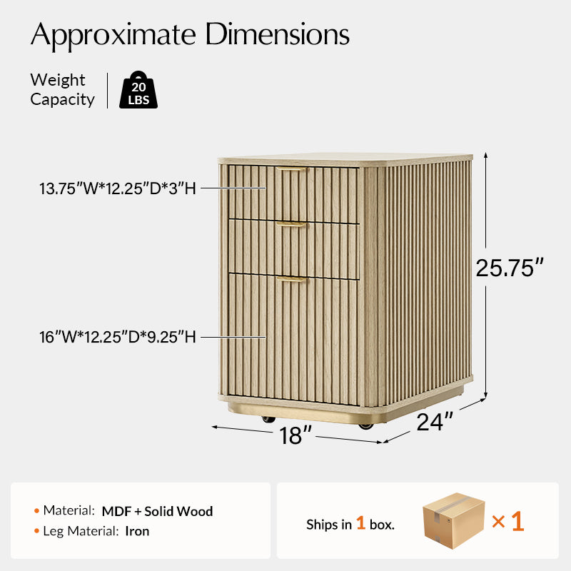 Modern Fluted Cabinet with Drawers & A4 File Storage - Stylish Home Office Furniture for Document Organization & Storage