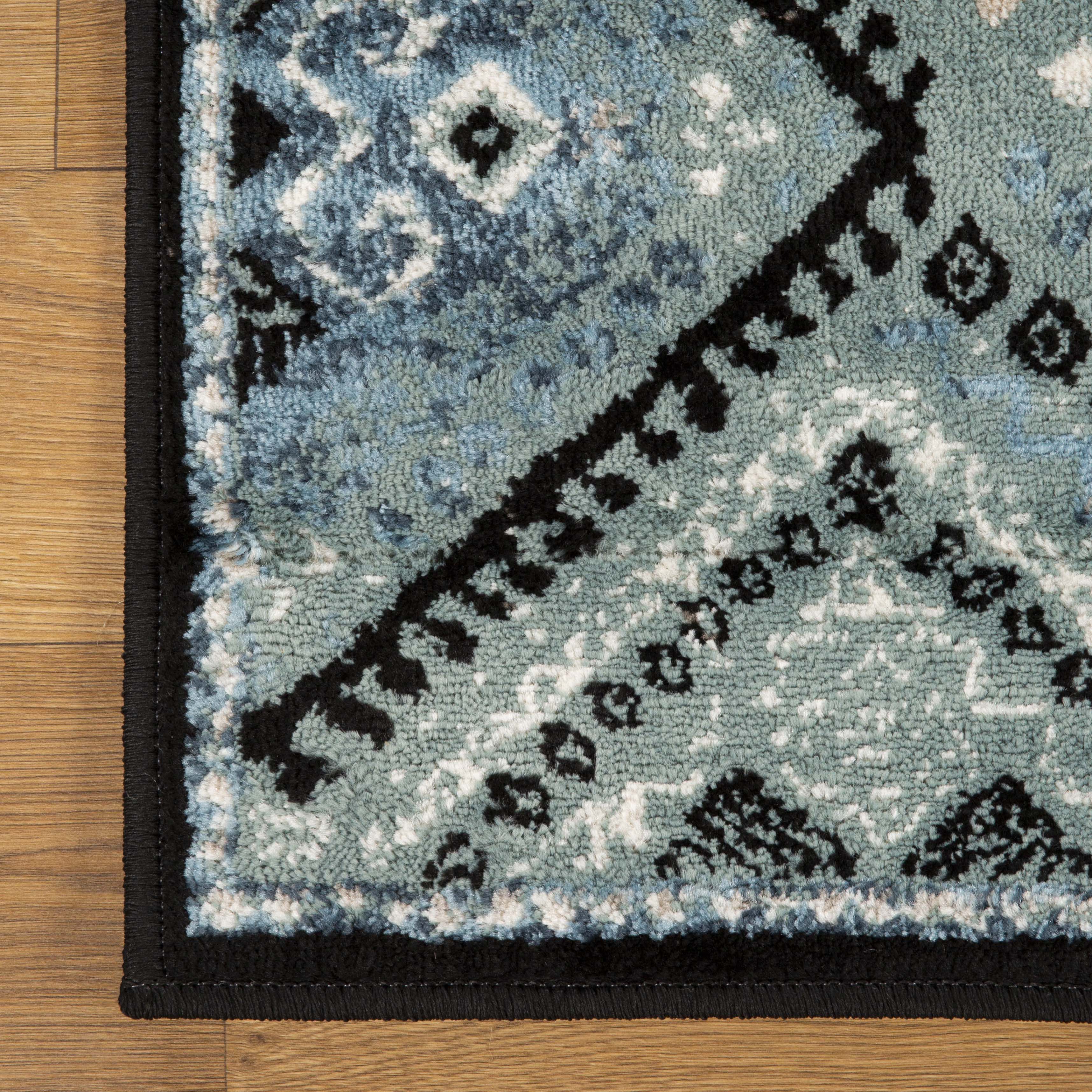 Stylish Poway Geometric Medallion Indoor Area Rug - Non-Slip Living Room Carpet for Home Decor, Bedroom & Office