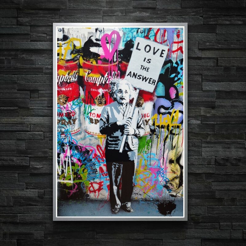 Banksy Love is the Answer Canvas Wall Art Print - Street Art Home Decor for Living Room, Bedroom & Office