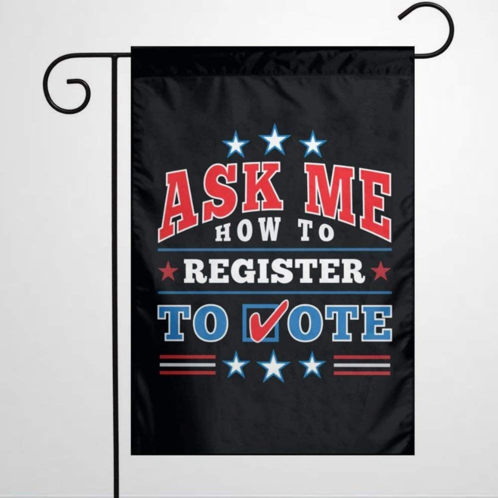Vote Registration Garden Flag - Ask Me How to Register to Vote Outdoor Yard Banner, Farmhouse Seasonal Decor for Patio, Lawn & Front Porch | Perfect for Elections, Political Campaigns & Civic Engagement Events