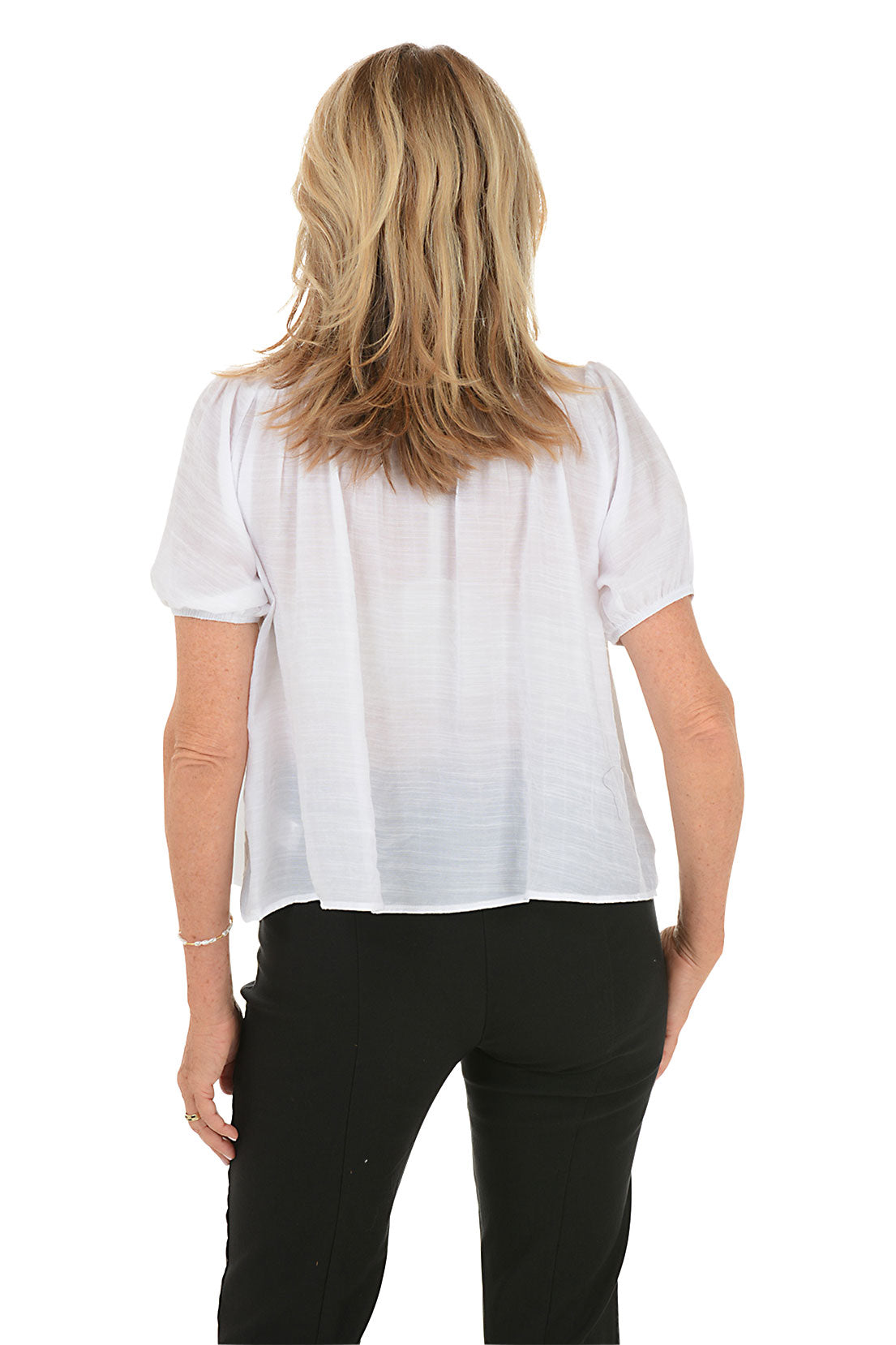 Floral Applique Smocked Yoke Blouse - Elegant Women's Top for Spring Summer, Office Wear & Special Occasions