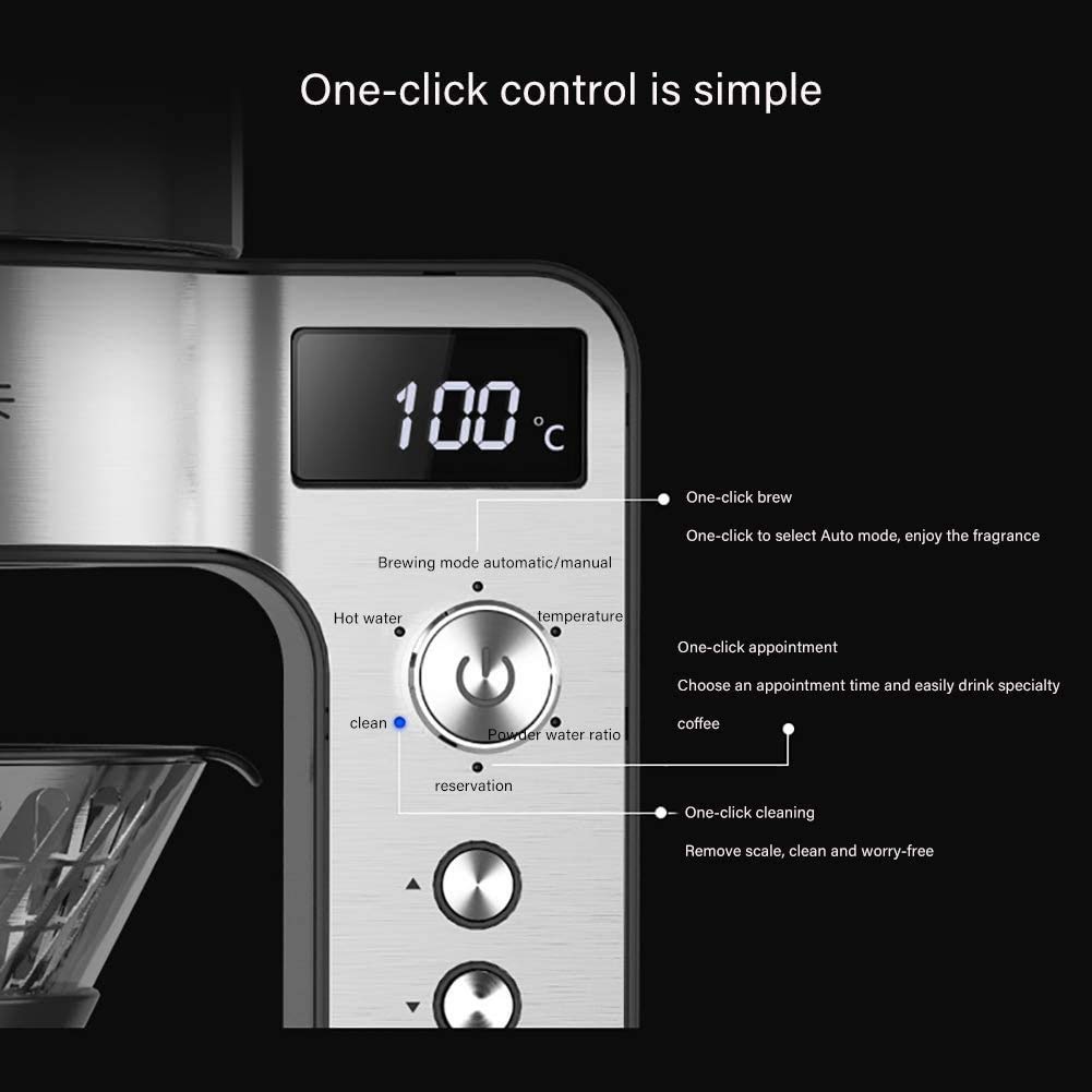 5-Cup Coffee Maker with Glass Carafe - Automatic Bean to Cup Espresso Machine, 33.8 oz Water Reservoir - Perfect for Home, Office & Small Business Use