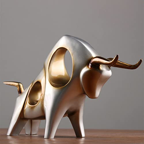 Abstract Ox Sculpture - Modern Cattle Statue for Home Decor, Living Room, TV Cabinet | Handcrafted Animal Figurine & Unique Gift Idea for Farmhouse, Ranch, or Western Theme Decor