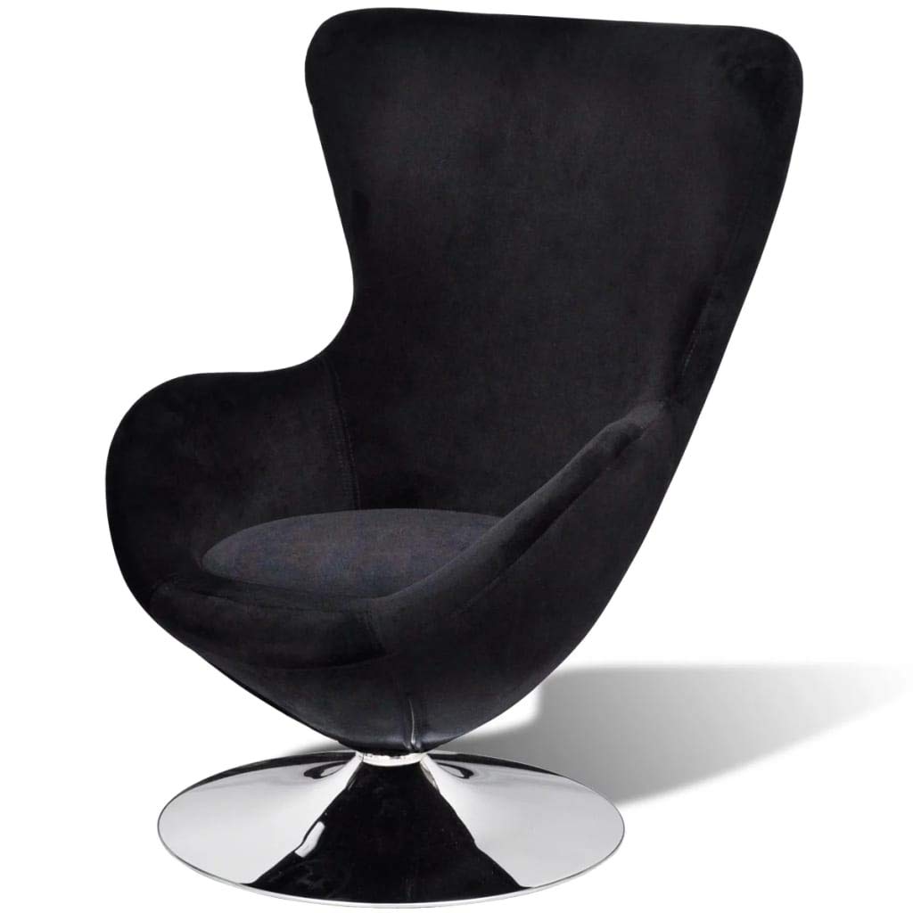 Black Velvet French Egg-Shaped Armchair - Elegant Accent Chair for Bedroom, Living Room & Office - Stylish French Sofa Chair with Modern Design - Perfect for Home Decor & Relaxation