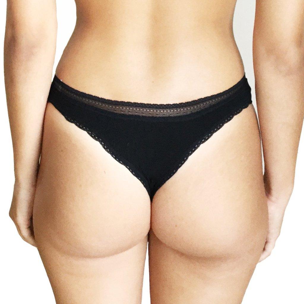 Serena Women's Pima Cotton Lace Trim Thong Underwear - Soft Breathable Comfortable Panties for Everyday Wear | Clearance Sale