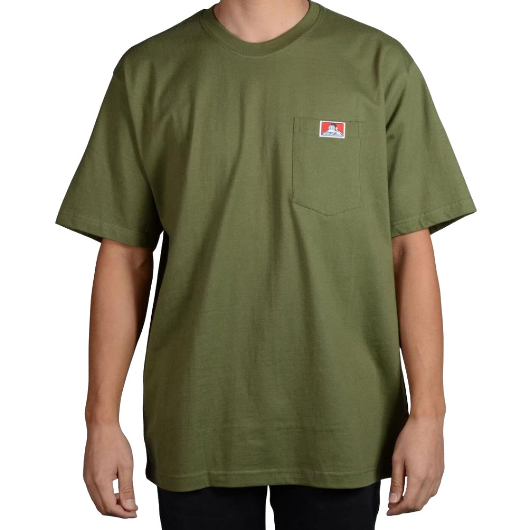 Heavy Duty Short Sleeve Pocket T-Shirt for Men - Olive Green Work Shirt | Durable Cotton Tee for Construction, Outdoor Work & Casual Wear