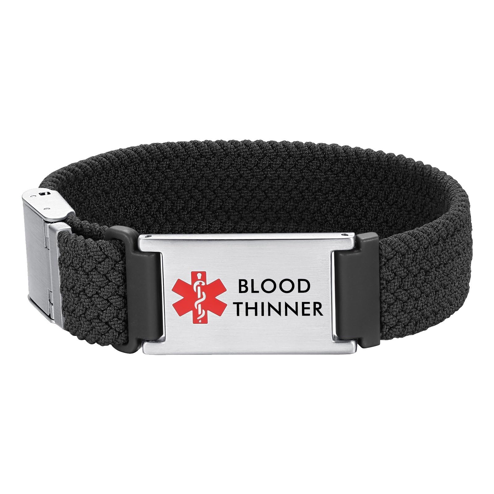 Adjustable Medical Alert Bracelet for Men & Women - Elastic Strap ID Bracelet for Allergies, Diabetes, Epilepsy & Blood Thinners - Perfect for Emergency Health Identification & Daily Wear