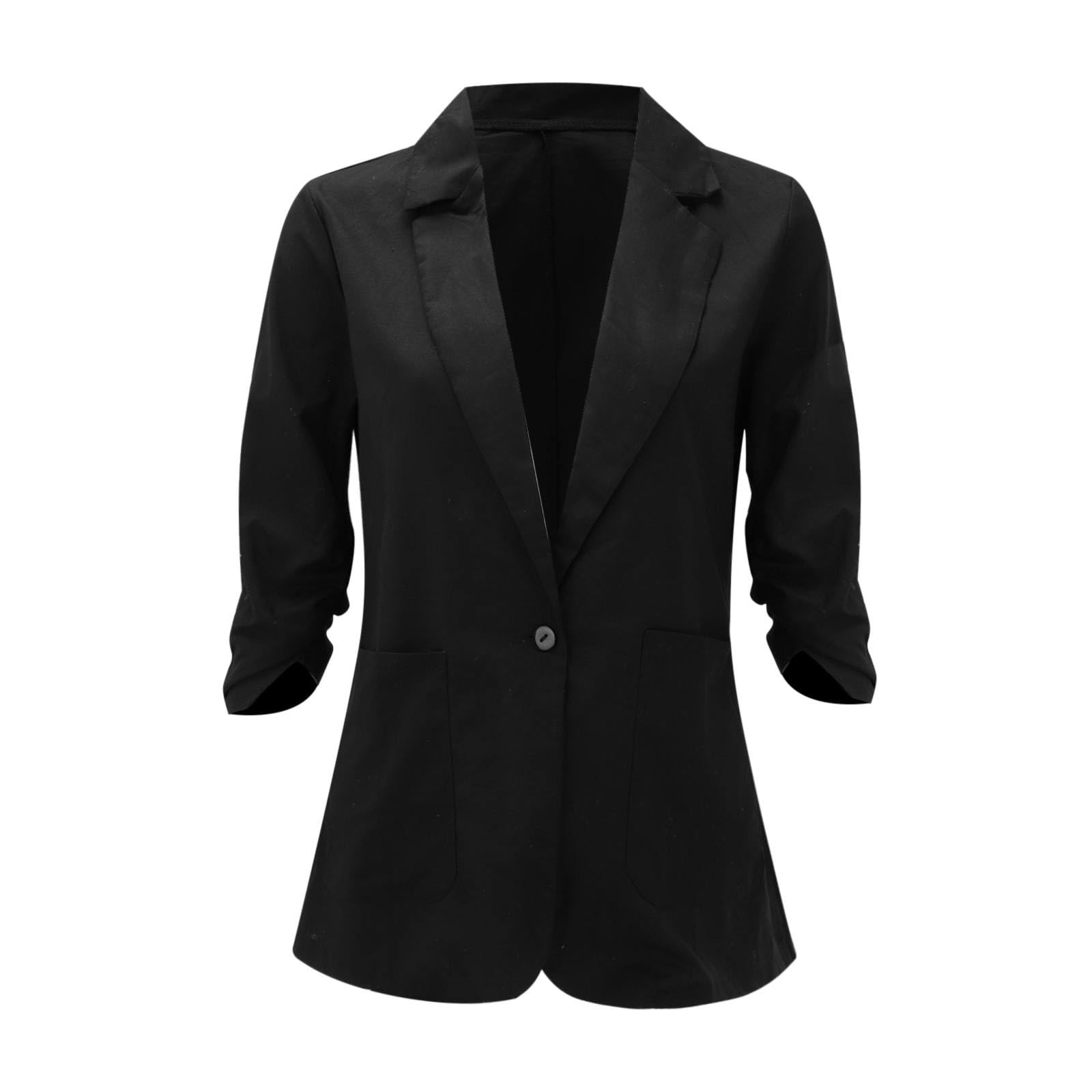 Women's Linen Blazer 2024 - Summer Business Casual Short Sleeve Suit Jacket with Lapel & Button for Office Work | Perfect for Business Meetings, Office Wear & Smart Casual Outfits
