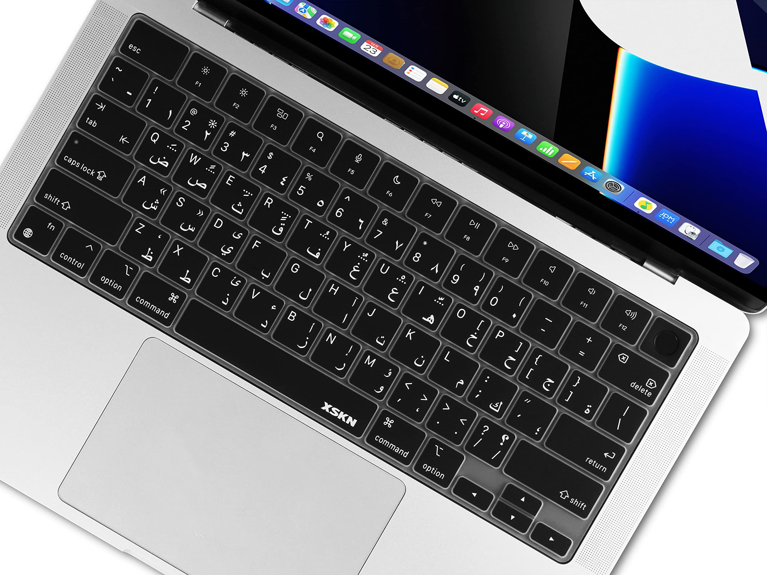 XSKN Arabic Black Silicone Keyboard Cover for MacBook Pro 14