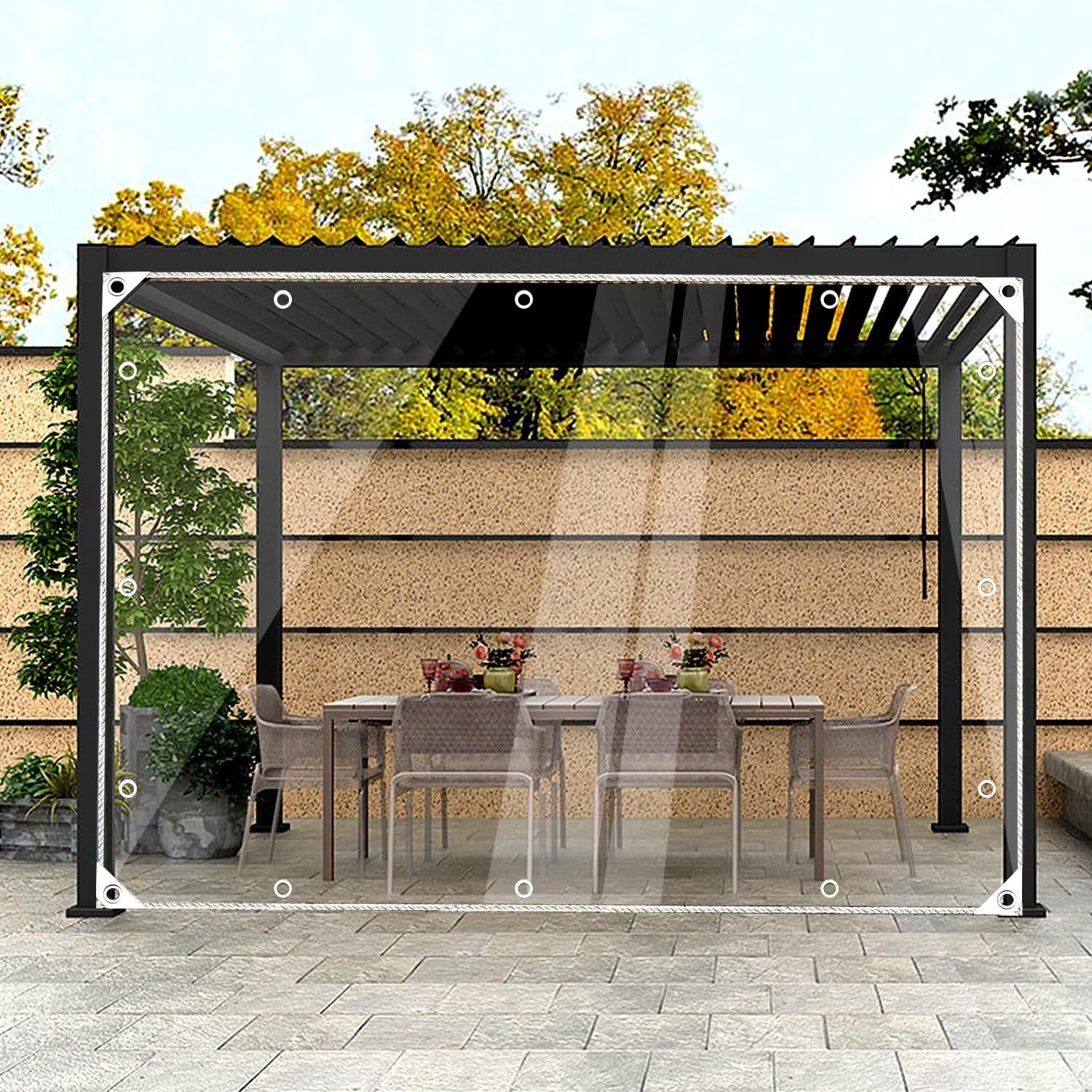AHWEKR 10' x 12' Clear Heavy Duty Waterproof Tarp - Transparent Reinforced Vinyl with Grommets & Tear-Resistant Edges for Greenhouse, Outdoor Cover, Canopy, Nursery, Camping & Emergency Shelter