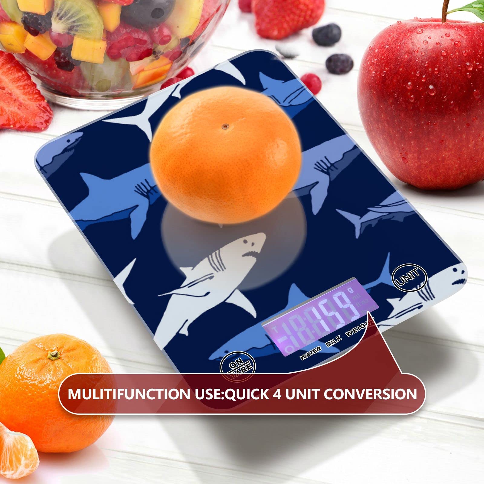 **Waterproof Digital Kitchen Scale - Shark Food Scale for Precise Weighing in Ounces & Grams | Ideal for Cooking, Baking & Weight Loss Tracking**
