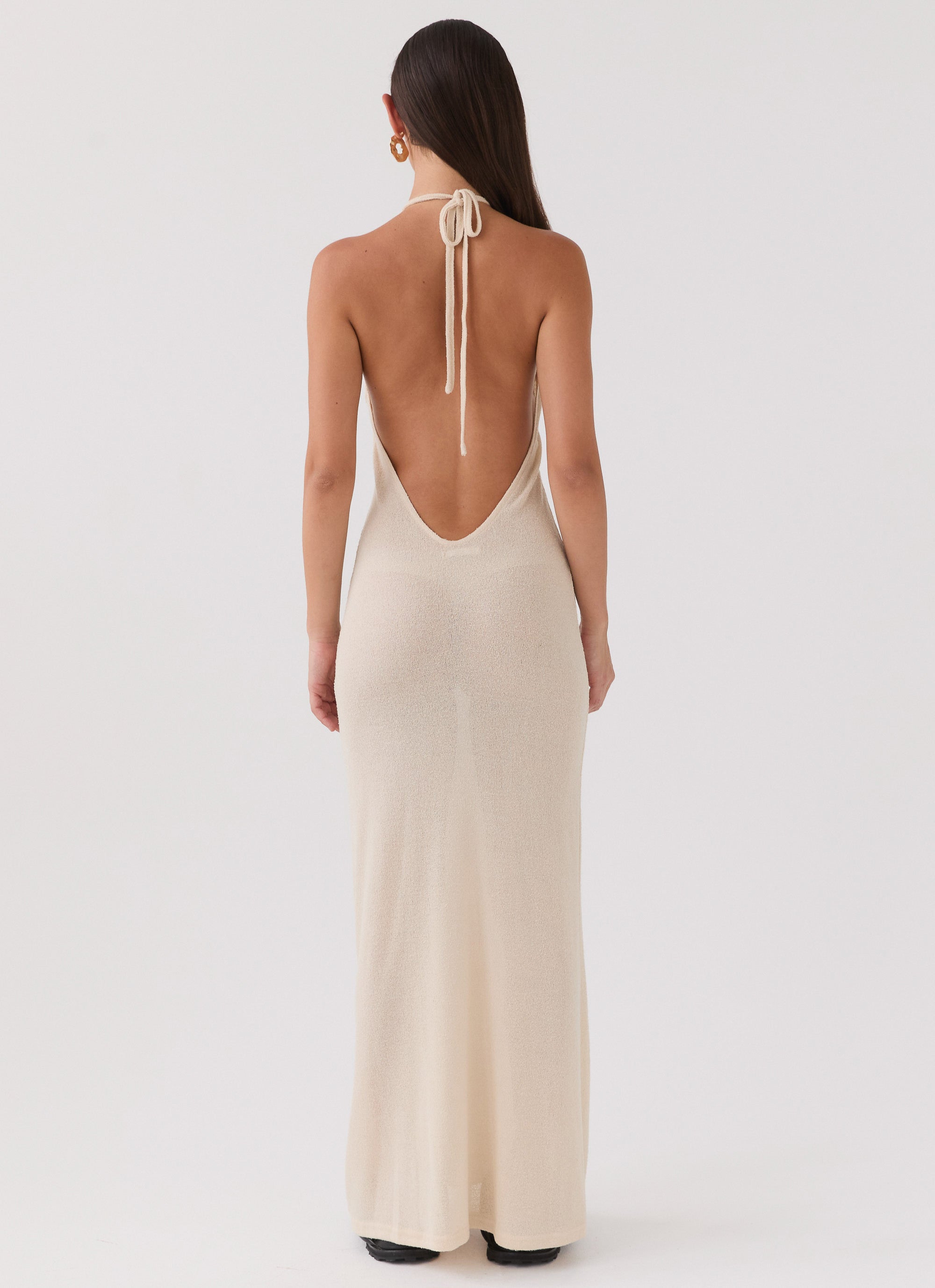 Here With Me Knit Maxi Dress in Sand - Elegant Long Sleeve Boho Dress for Women, Perfect for Fall Weddings, Date Nights & Beach Vacations