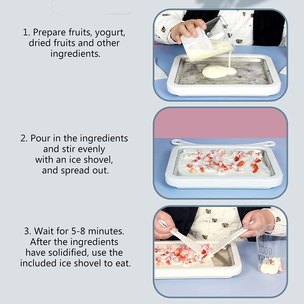 Sweet Spot Ice Cream Maker - Fun DIY Homemade Rolled Ice Cream Machine for Kids with 2 Spatulas, White (10.23x8.26 Inches) - Perfect for Birthday Parties, Summer Treats & Family Bonding Activities