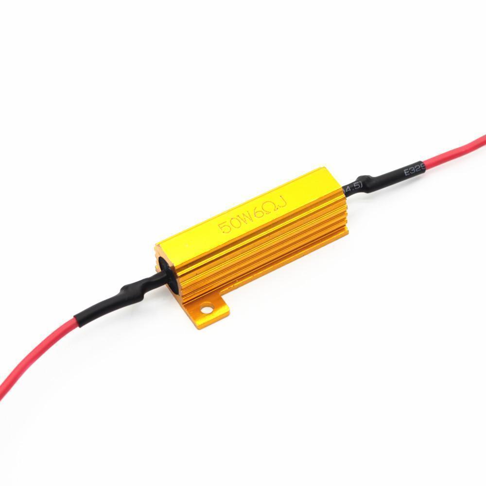 50W 6 Ohm Load Resistors - LED Turn Signal Hyper Flash Fix Resistor Kit for Car, Motorcycle, Truck - Eliminates Fast Blinking Error - Easy Installation for LED Conversion