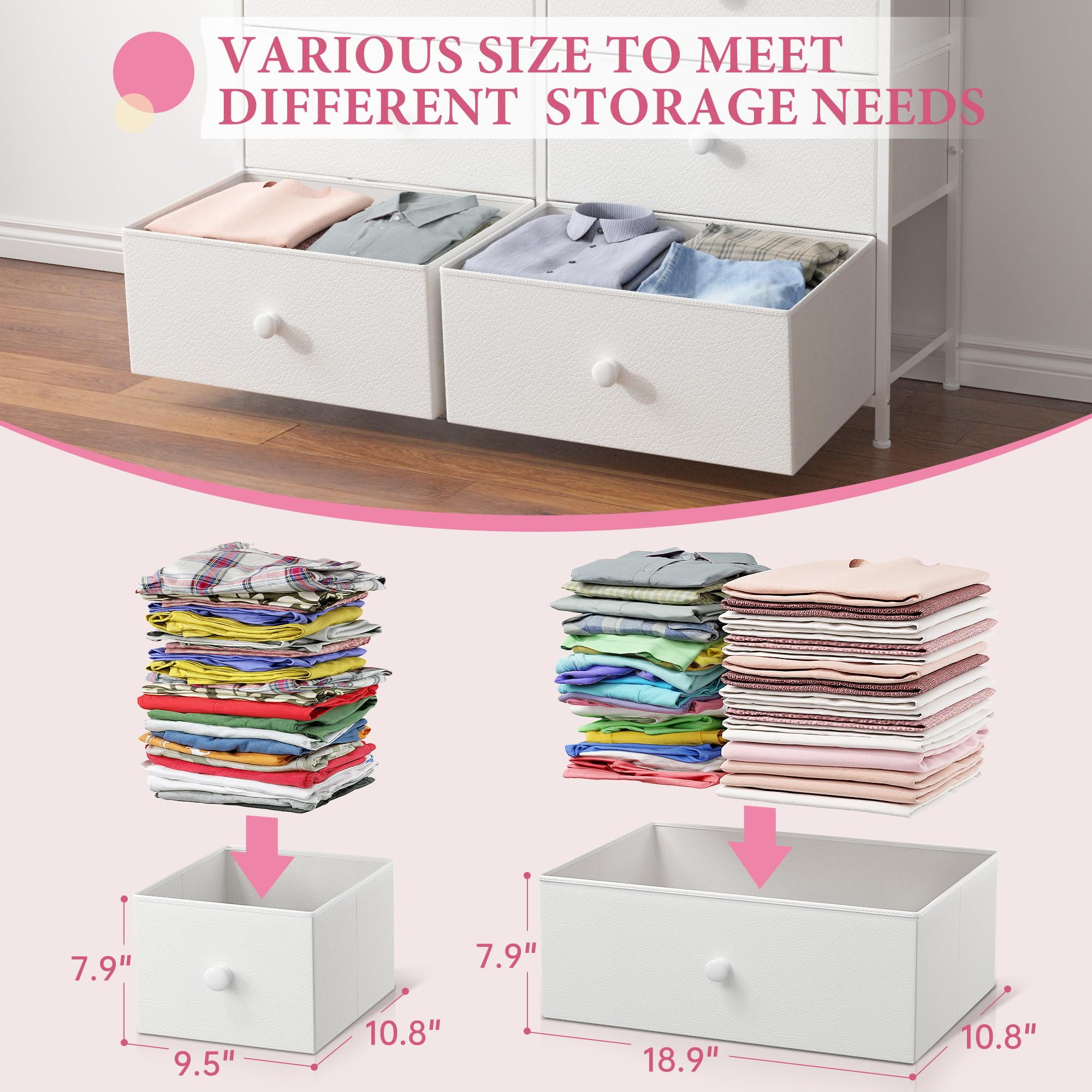 EnHomee 12-Drawer White Dresser for Bedroom - Wood Top & Metal Frame Tall Chest of Drawers - Perfect for Girls Room, Living Room, Hallway & Closet Organization - Ideal for Clothes, Toys & Home Storage