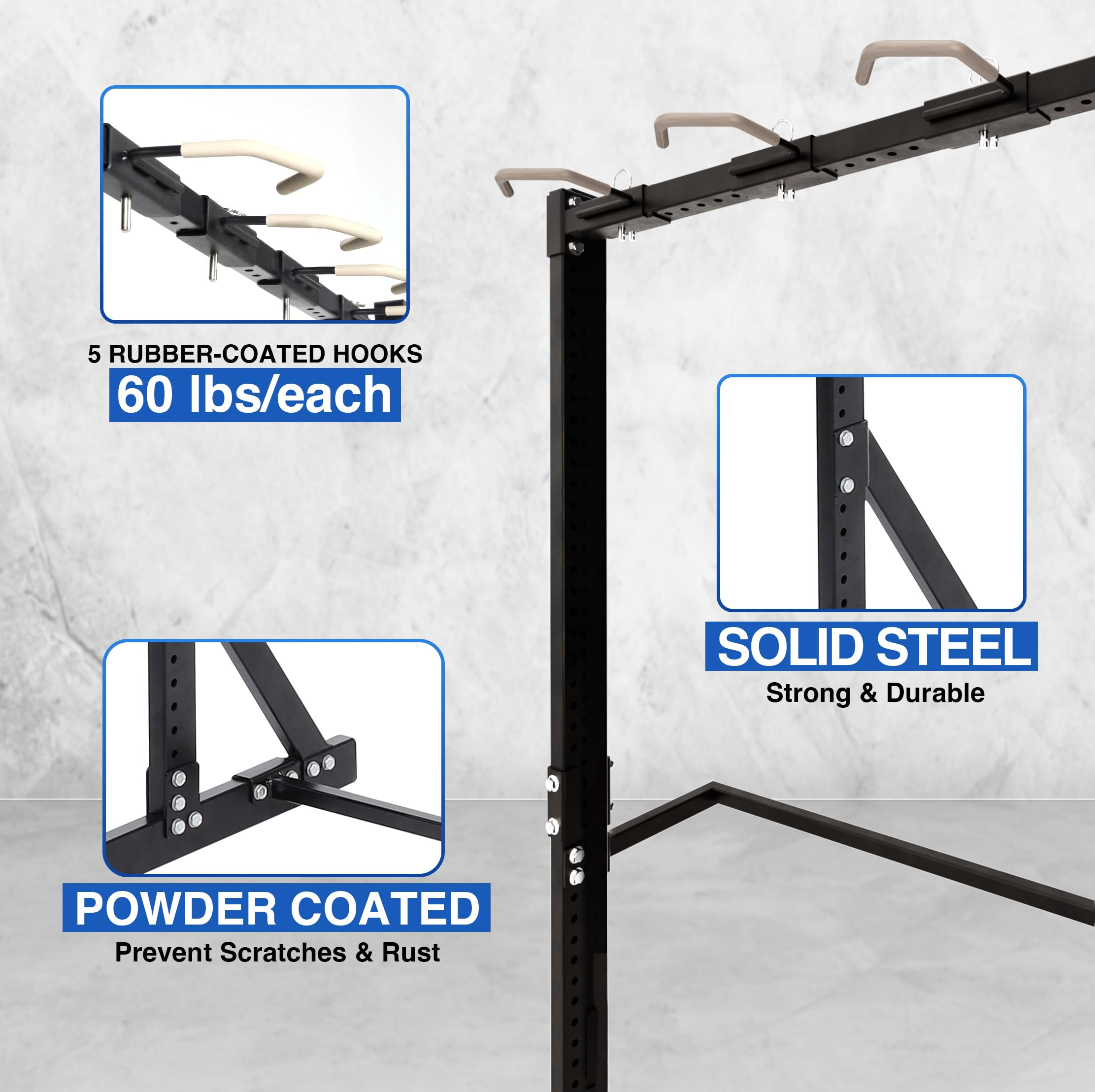 Yes4All Freestanding Bike Storage Rack - Heavy Duty 300 Lbs Capacity 5-Tier Vertical Bike Stand for Home, Garage & Outdoor Use | Space-Saving Bike Organizer for Indoor & Outdoor Cycling Equipment Storage