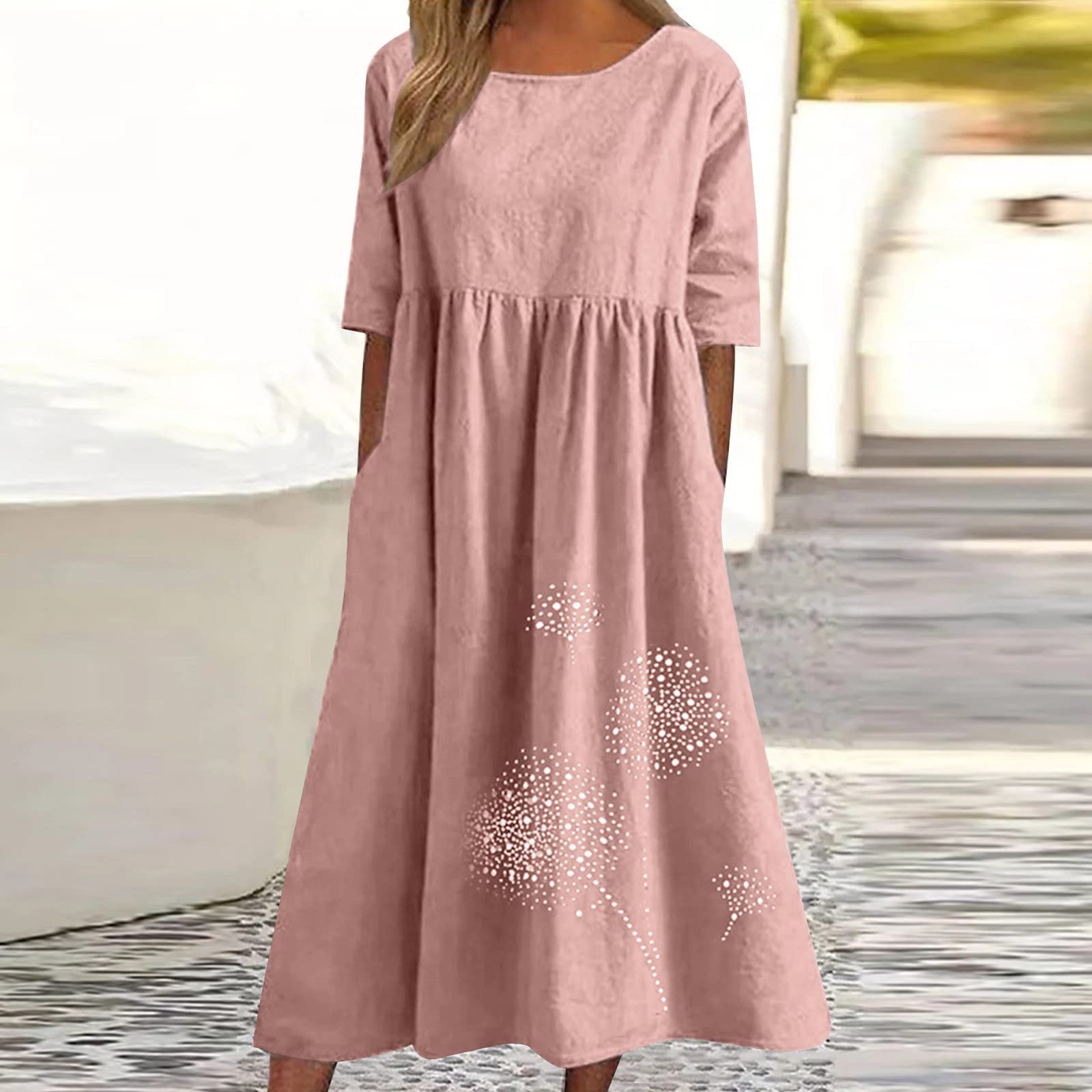 Women's Plus Size Boho Floral Print T-Shirt Dress - Casual Loose Flowy Midi Dress with Pockets for Summer 2025 | Perfect for Beach Outings, Weekend Brunch & Vacation Wear