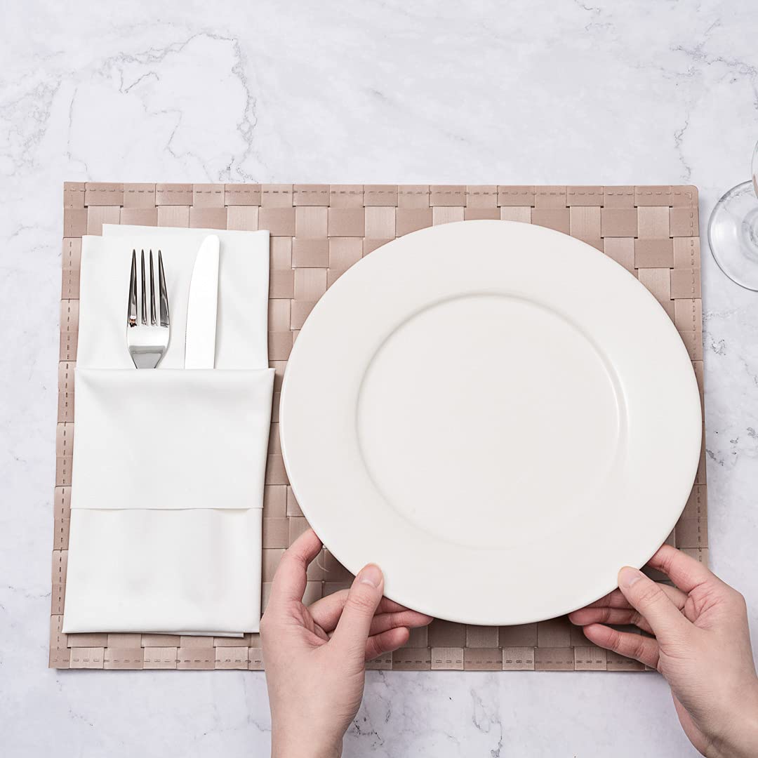Premium 16 x 12 Inch Woven Plastic Placemats Set of 6 - Durable & Easy Clean Rectangle Table Mats for Home & Restaurant Dining - Perfect for Everyday Meals, Dinner Parties & Commercial Use