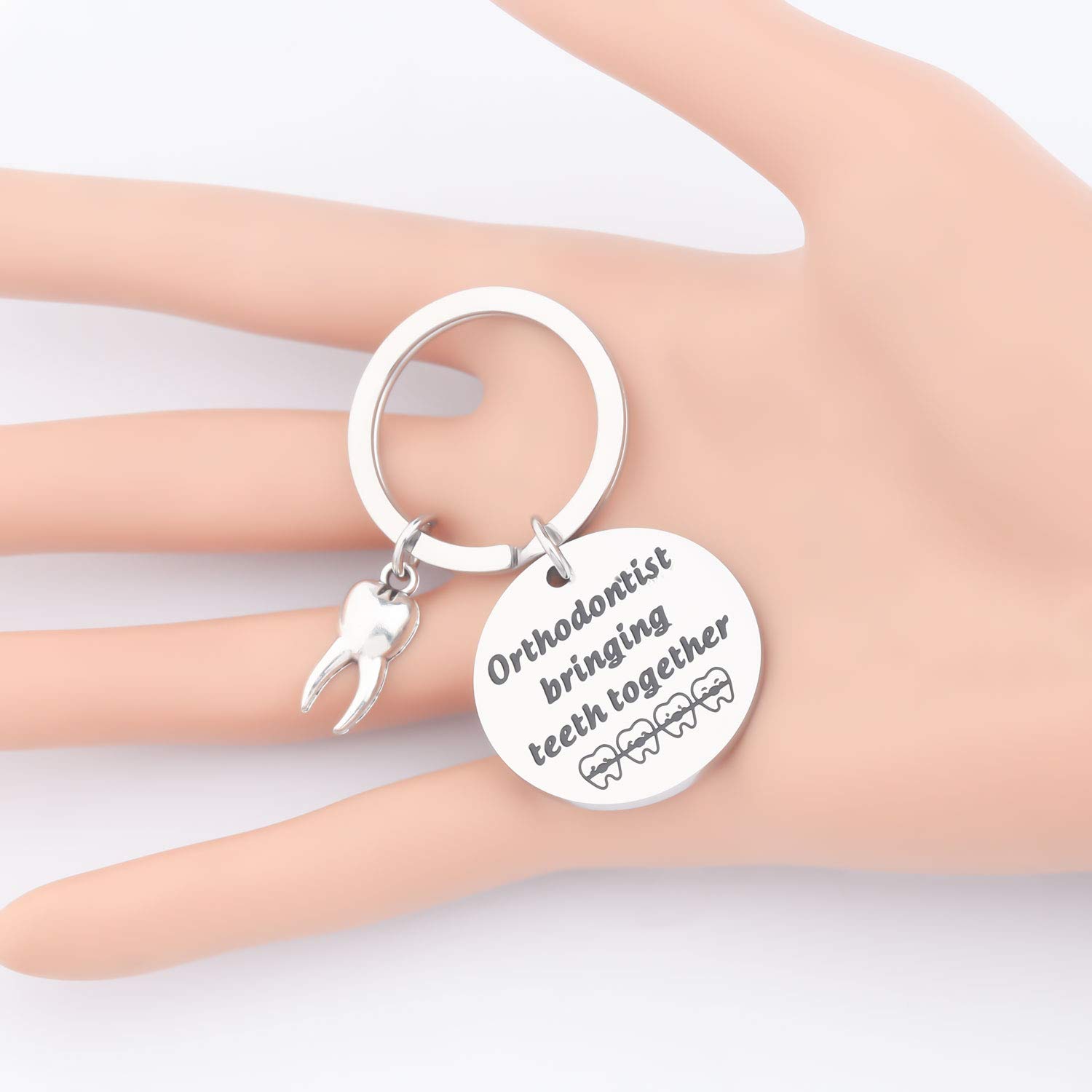 Orthodontist Keychain - Thoughtful Dentist & Dental Hygienist Gift for Teeth Lovers - Perfect for Graduation, Appreciation & Office Decor (Bringing Teeth Together Design)