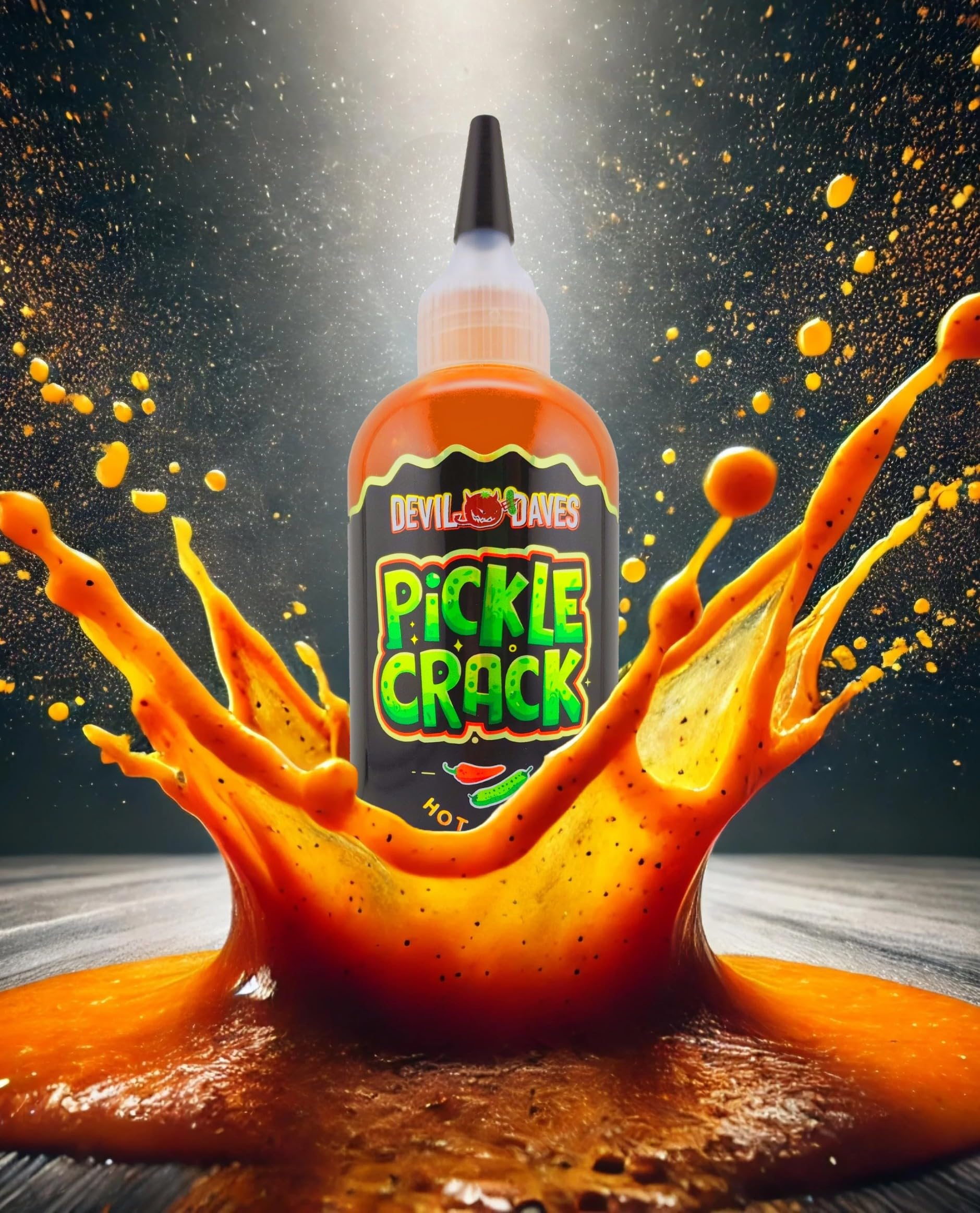 Devil Daves Pickle Crack Hot Sauce - Medium Heat Dill Pickle Flavor, 8.6 Oz Bottle | Perfect for Wings, Burgers, Tacos & Bloody Marys