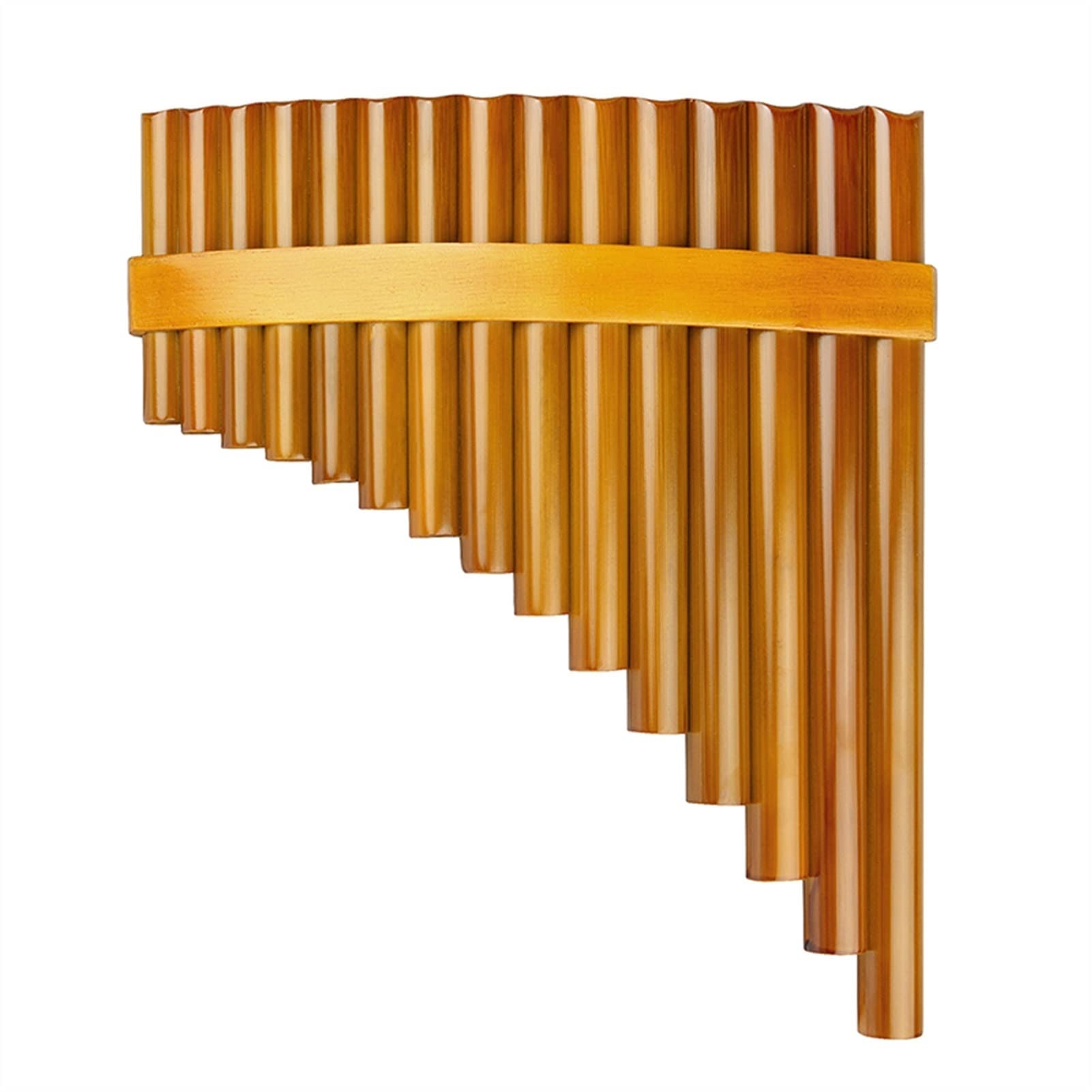 Professional G Key Brown Pan Flute - Handmade 15 Pipe Panpipes Wind Instrument for Music Performances, Meditation & Relaxation | Perfect for Beginners & Professionals