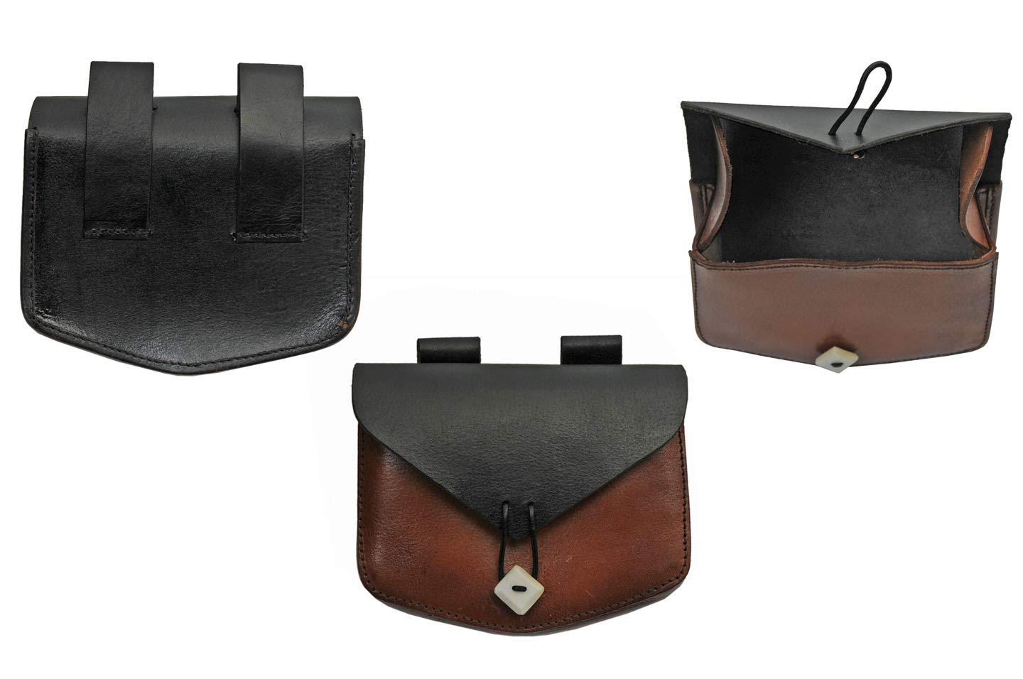 Authentic Medieval Bone Button Belt Bag - Vintage Leather Pouch for Renaissance Fairs & LARP Costumes | Szco Supplies