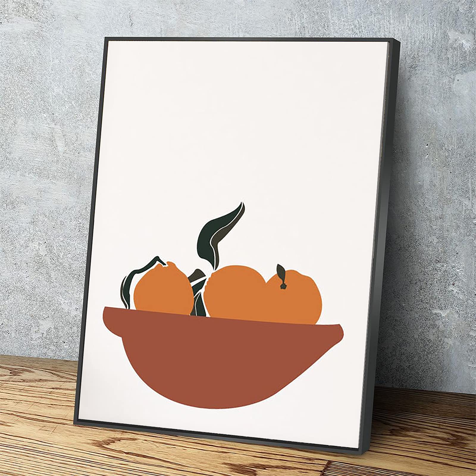 Minimalist Fruit Canvas Wall Art - Bowl of Oranges Wood Framed Modern Print for Home, Office & Apartment Decor (18x12 Inch, Ready to Hang) - Perfect for Living Room, Bedroom & Kitchen Wall Decoration