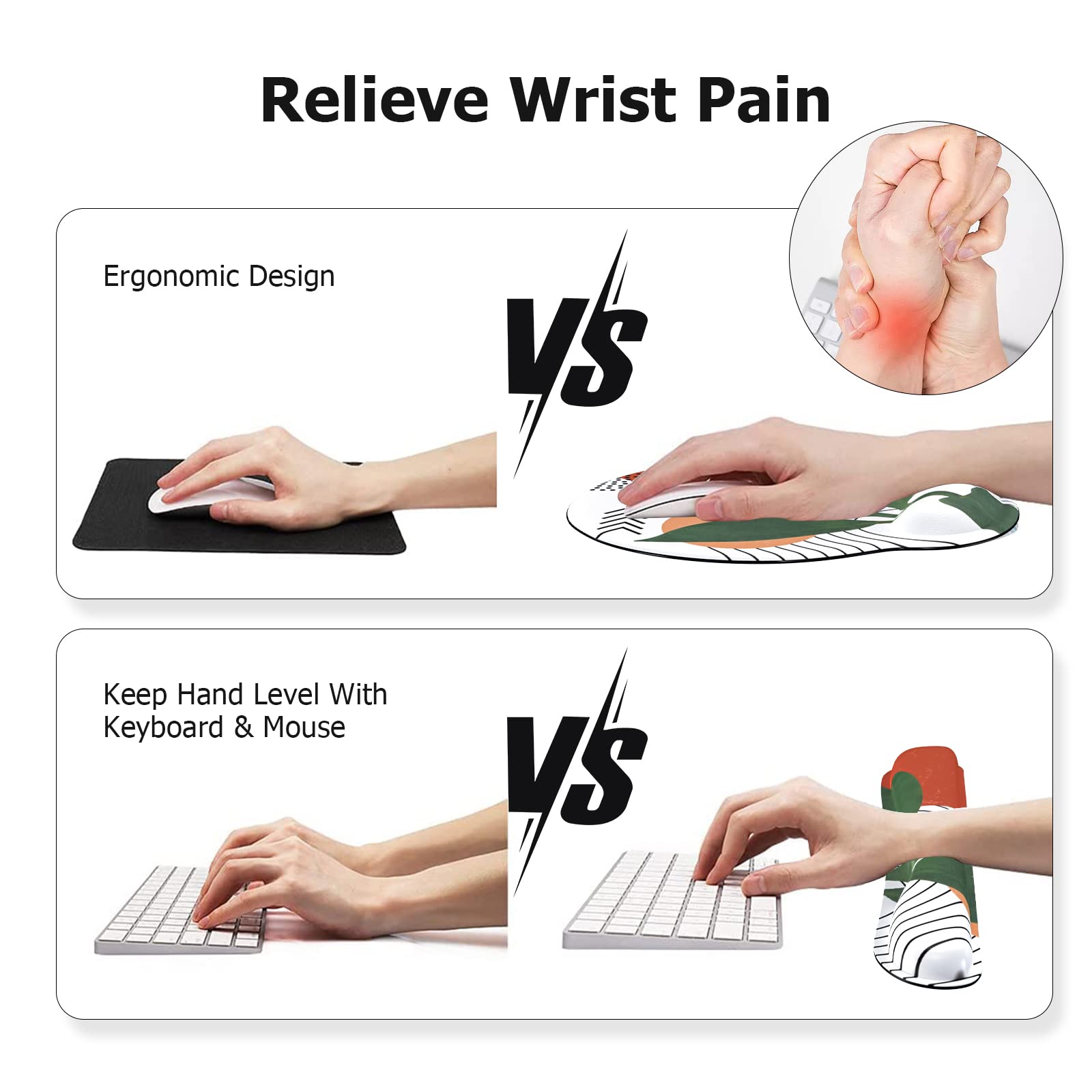 iLeadon Ergonomic Mouse Pad with Wrist Rest - Non-Slip Computer Mouse Pad for Home & Office - Comfortable Wrist Support for Pain Relief & Easy Typing - Modern Abstract Plant Design - Perfect for Gaming, Work & Long Computer Sessions