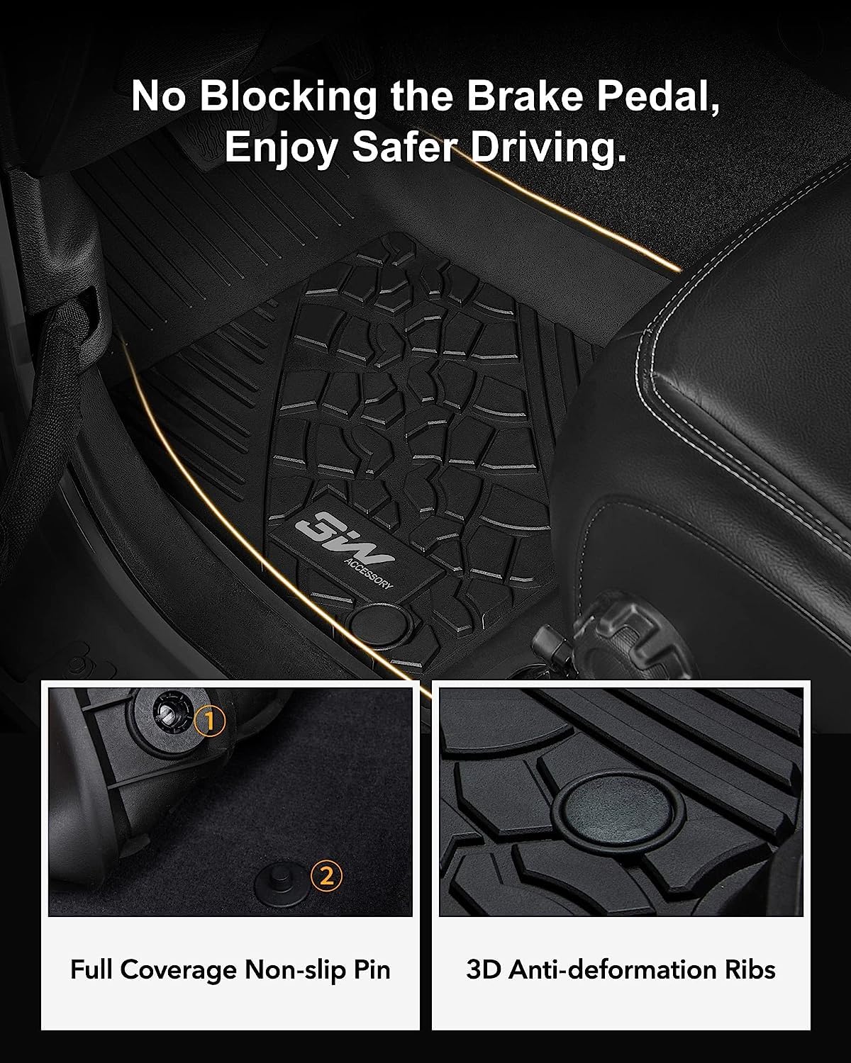 3W All-Weather TPE Floor Mats & Cargo Liner for Jeep Wrangler JL 2018-2025 (4-Door Sahara/Willys/Rubicon) - Non JK/4XE/Subwoofer Models - Durable Car Floor Liners & Trunk Mat Set for Off-Road, Camping & Daily Driving Protection