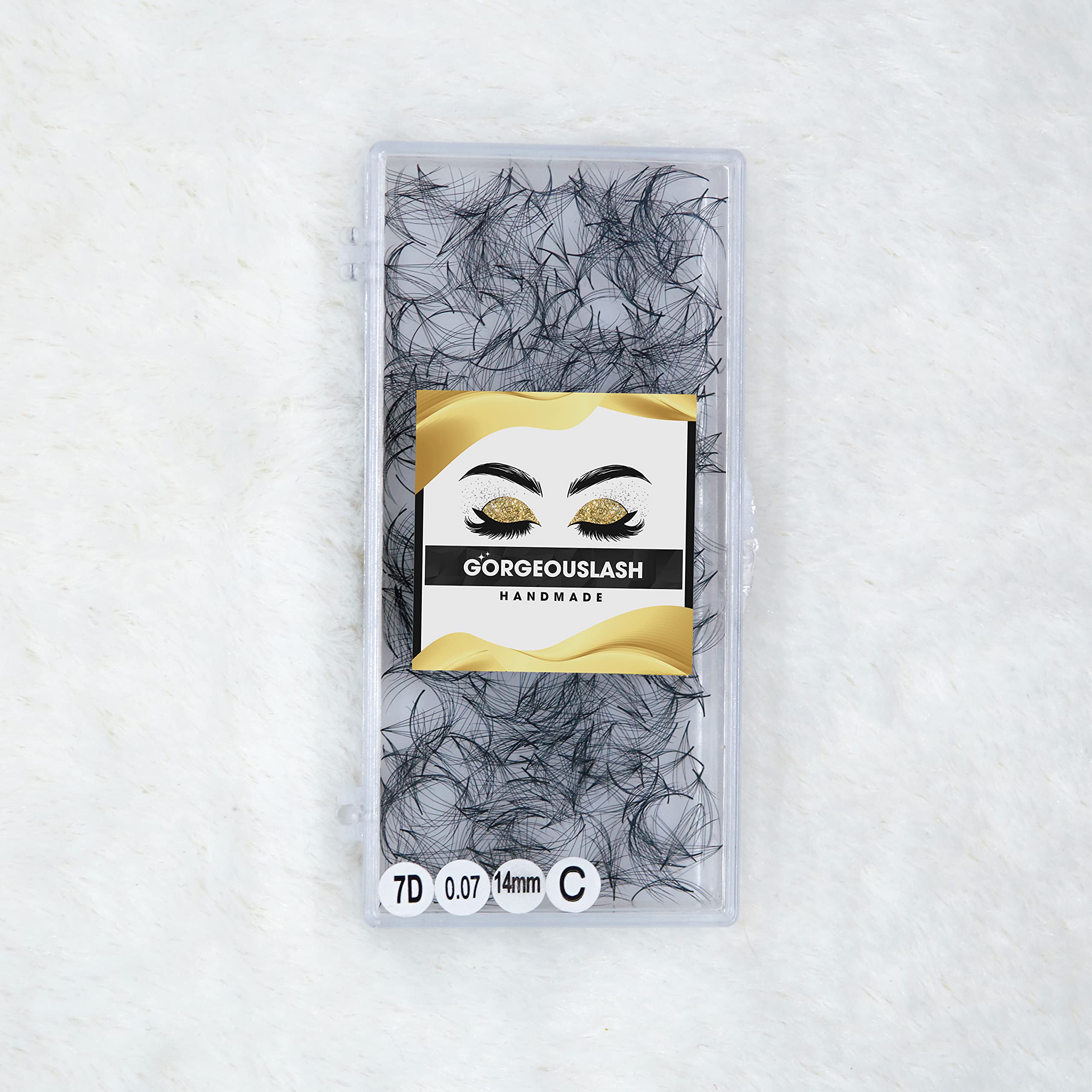 1000 Premade Eyelash Extension Fans - 10D, 8D, 7D, 6D, 5D, 4D, 3D Handmade Volume Lashes (7D Curl C - 14mm) | Professional Salon & DIY Home Use