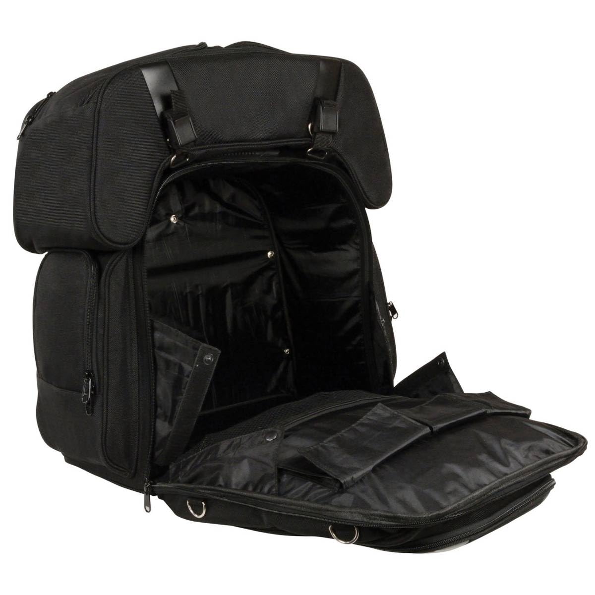 Milwaukee Leather MP8125 Large Black Textile 2-Piece Motorcycle Sissy Bar Bag Combo - Durable Storage for Cruiser & Touring Bikes - Perfect for Road Trips & Daily Commutes