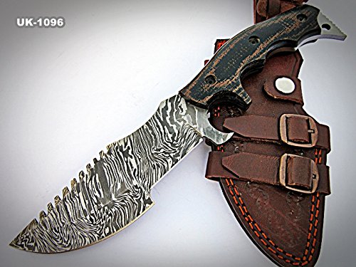 Custom TR-40 Damascus Steel Tracker Knife - Handmade Hunting Knife with Micarta Handle - Perfect for Outdoor Survival, Camping & Bushcraft