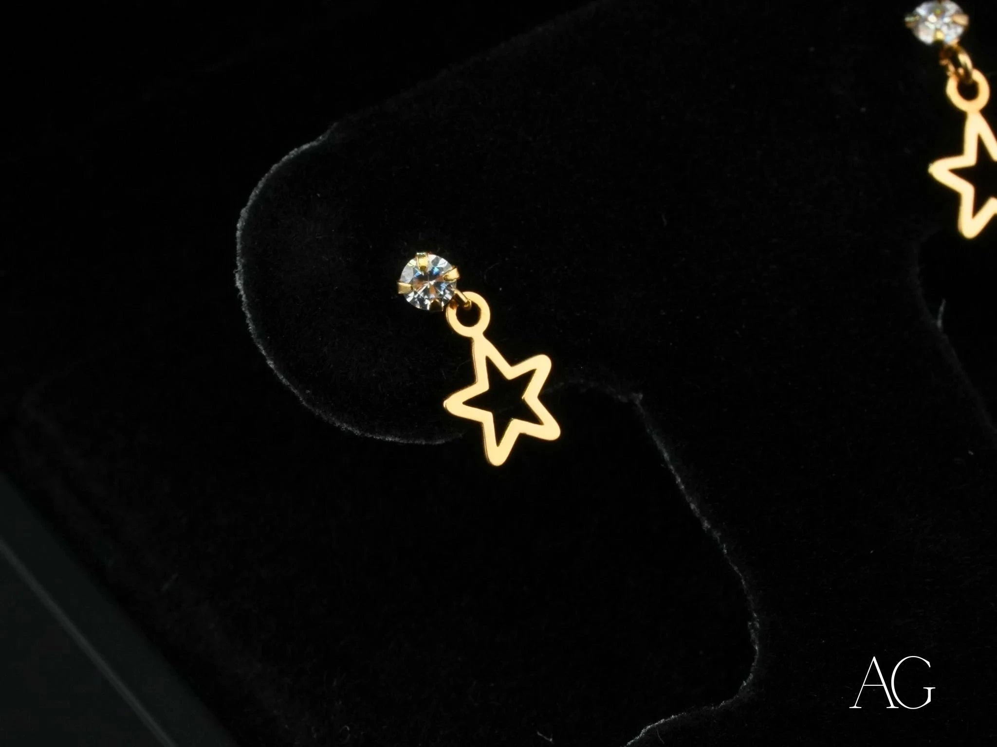 18K Gold Star Drop Earrings - Celestial Spark Elegant Dangle Earrings for Women | Perfect for Evening Parties, Weddings & Special Occasions