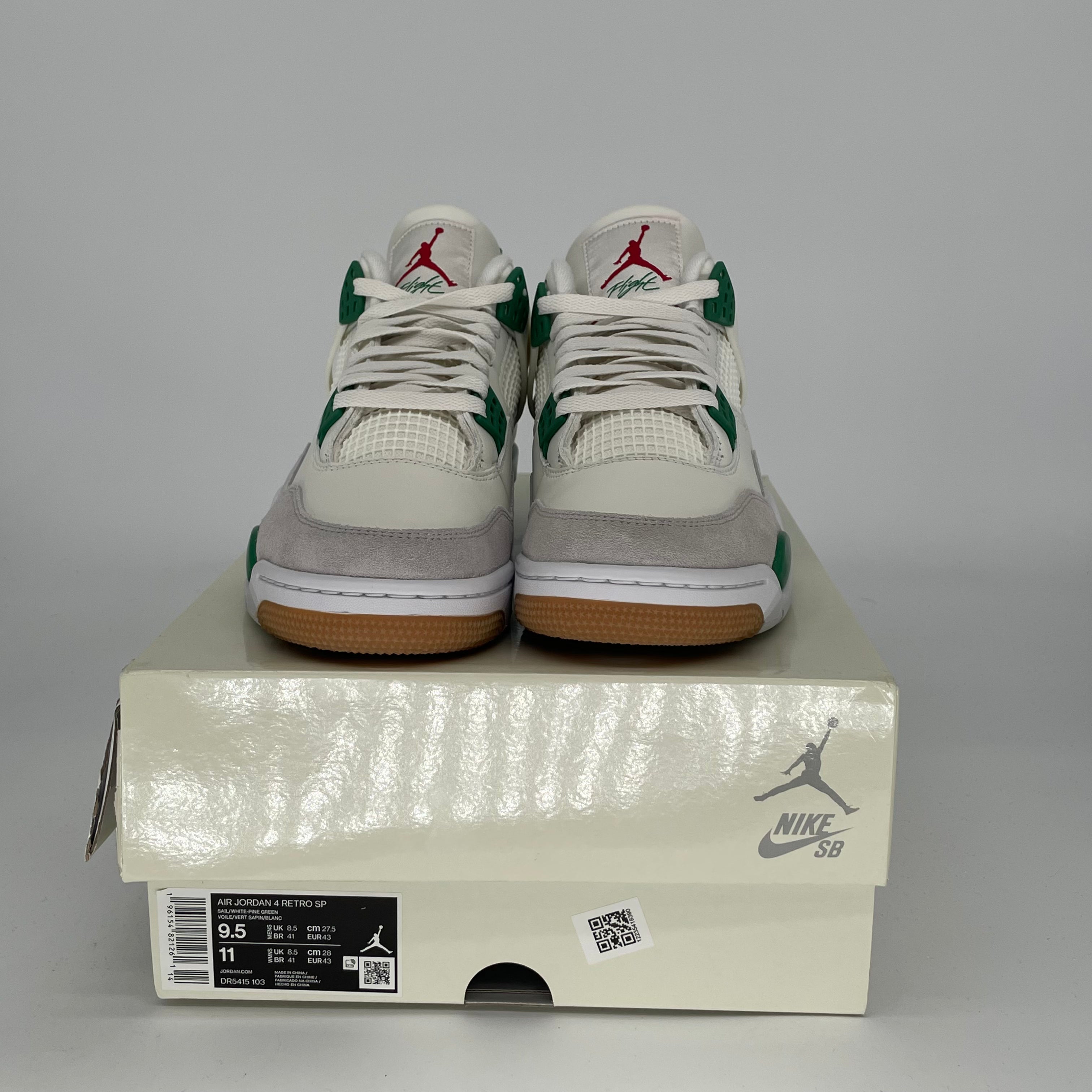 AIR JORDAN 4 SB Pine Green Sneakers - Men's Size 9.5/Women's Size 11 - Style DR5415-103 - Perfect for Skateboarding, Streetwear Fashion & Sneaker Collectors