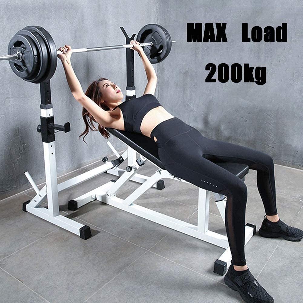 Adjustable Squat Rack & Bench Press Stand - Multifunctional Home Gym Equipment for Weight Lifting, Dumbbell Support | Indoor & Outdoor Workout Station for Strength Training, Powerlifting & CrossFit