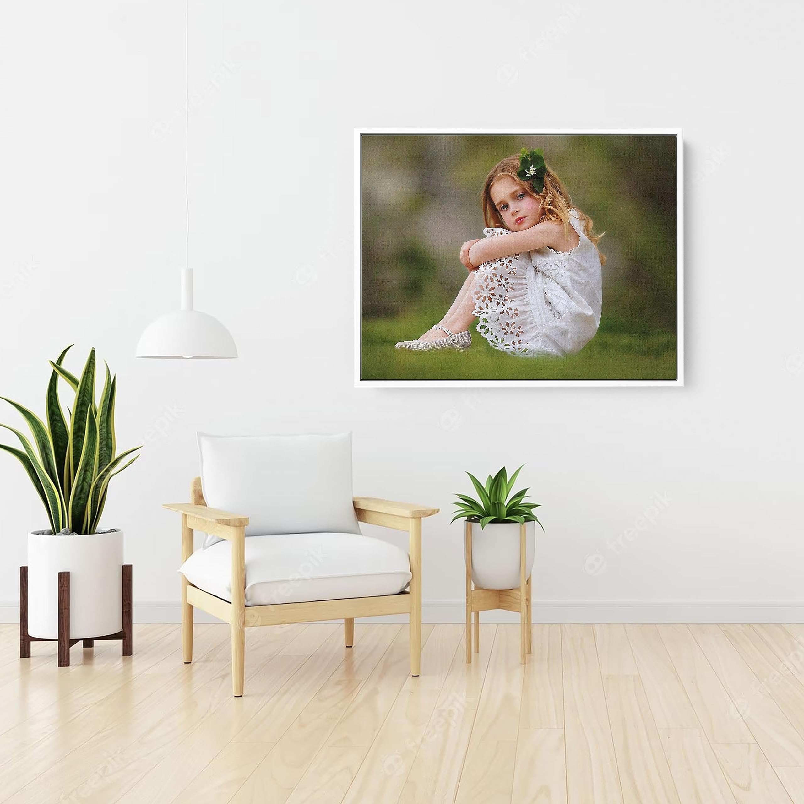 Personalized Canvas Photo Print with Floating Frame - 20x20 Inch White Wall Art for Home Decoration | Perfect for Living Room, Bedroom & Office Decor
