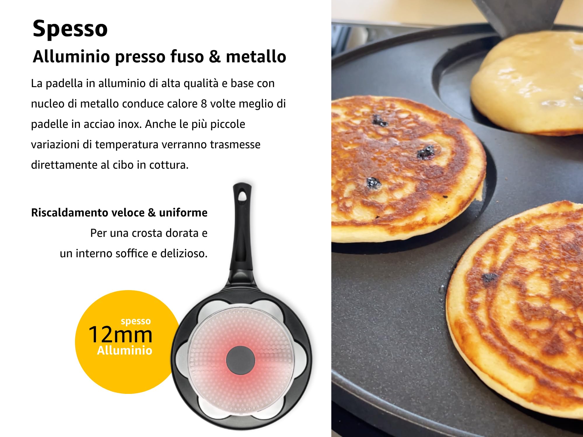 Endusor Non-Stick Induction Pancake Pan - 26cm Ø with 7 Molds for Pancakes, Fried Eggs, Omelets & Poffertjes | Compatible with Induction, Gas, Ceramic, Electric & Halogen Stoves | Perfect for Breakfast, Brunch & Family Cooking