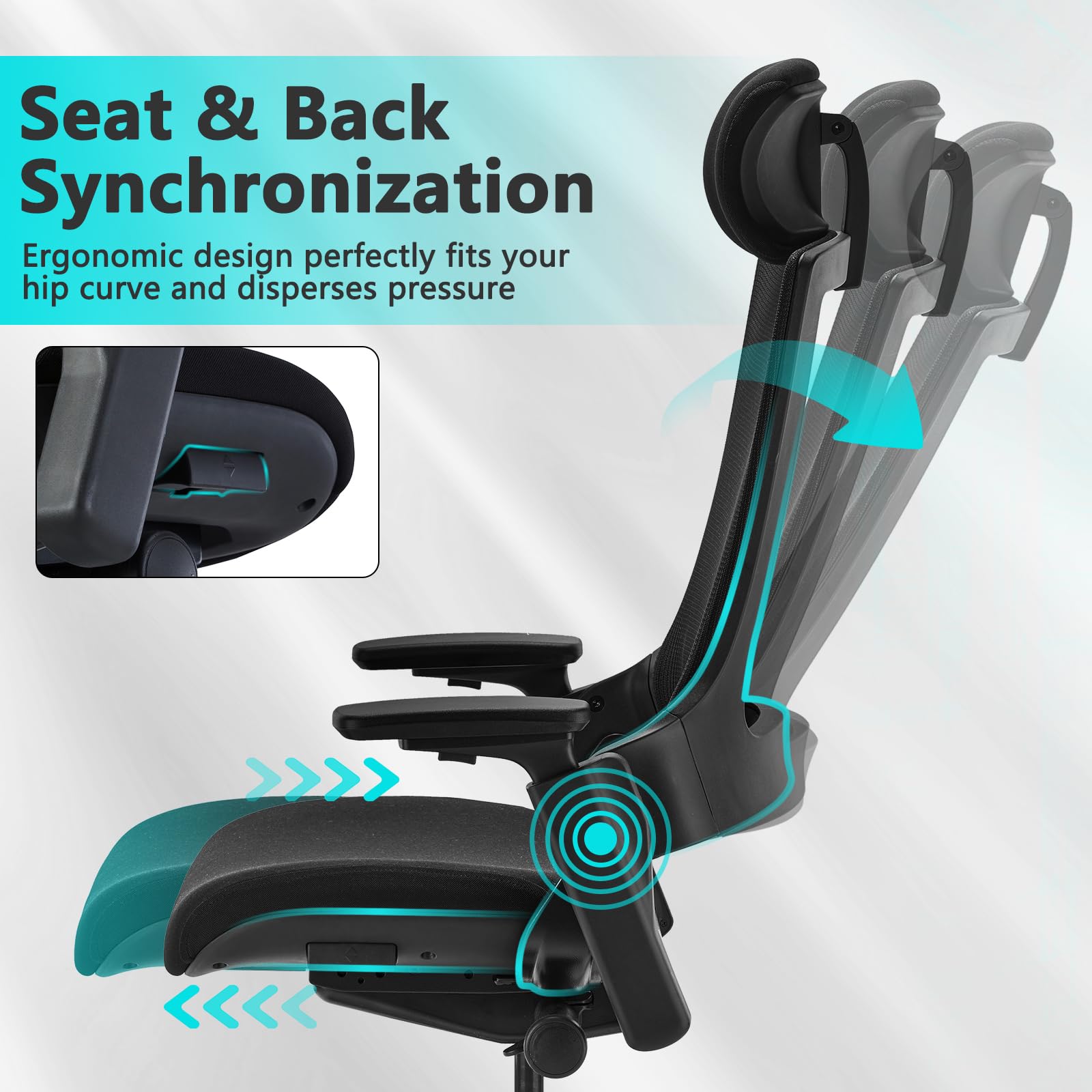 CLATINA Ergonomic High Swivel Executive Office Chair - Adjustable Height, 3D Armrests, Lumbar Support & Mesh Back - Black (2-Pack) for Home Office, Gaming & Workspace Comfort