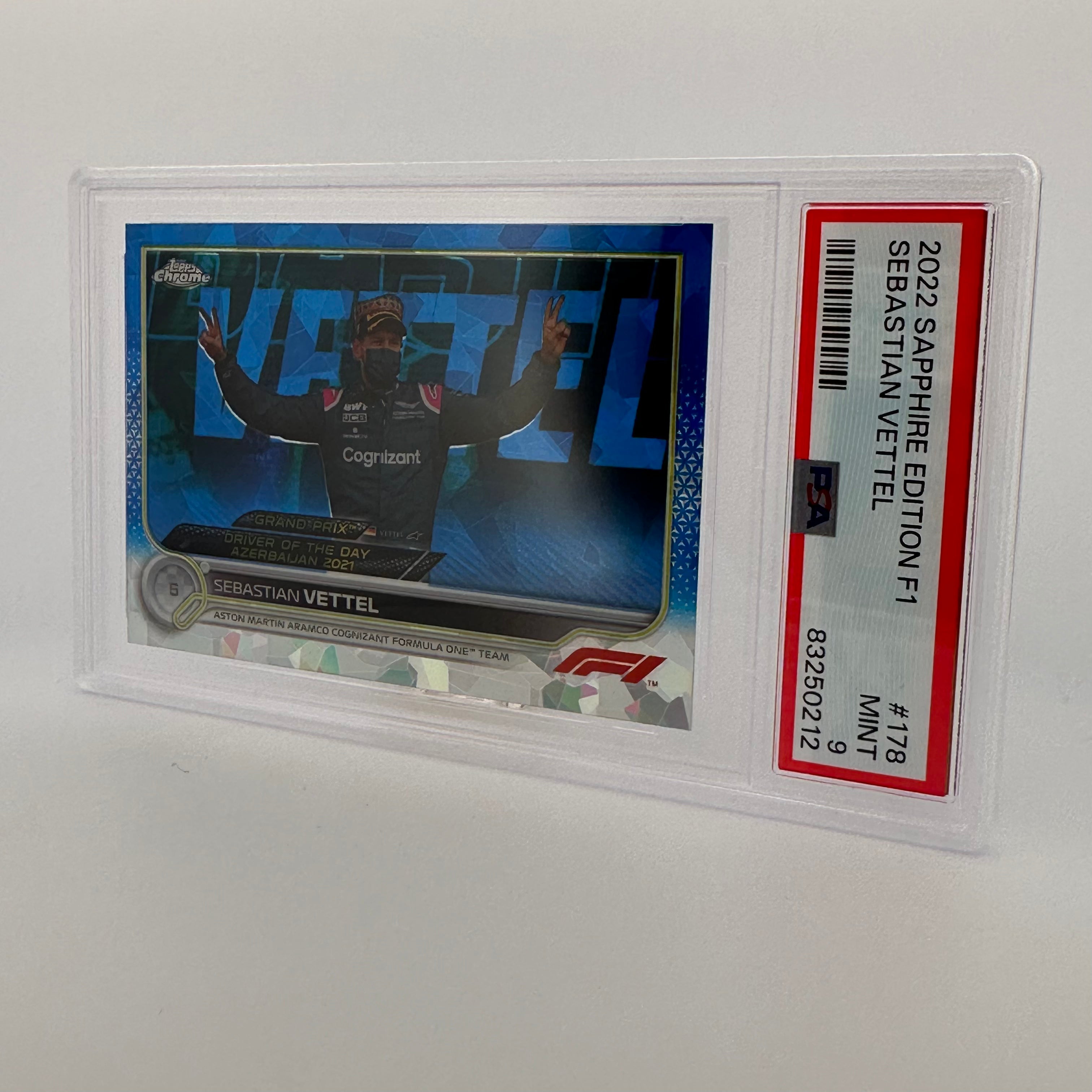 PSA 9 Graded Sebastian Vettel #178 Sapphire Edition Trading Card - Perfect for Collectors, Investors & Formula 1 Fans