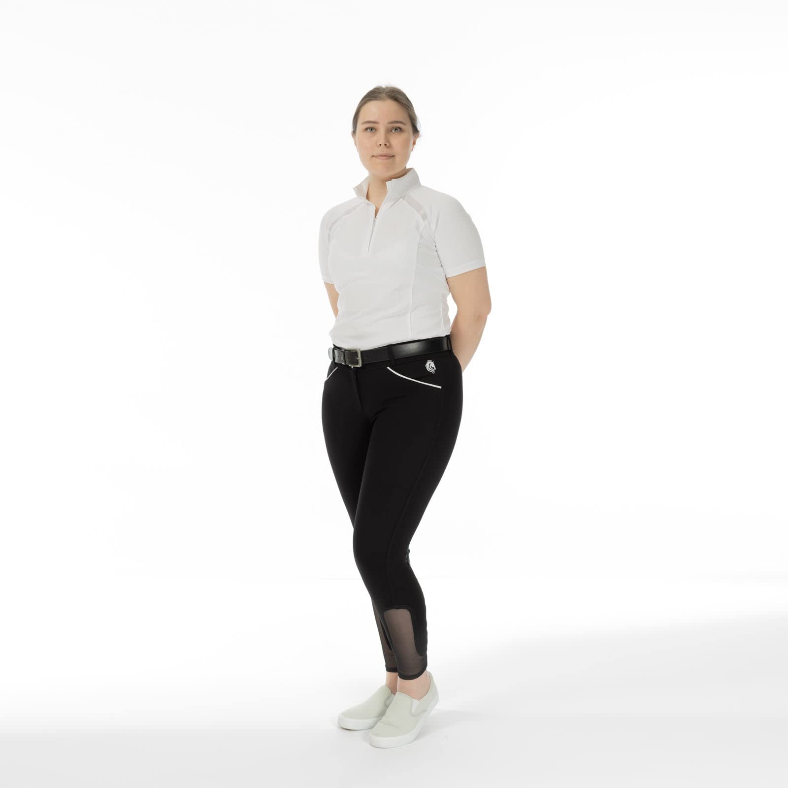Equinavia Astrid Women's Silicone Full Seat Breeches - Mid Rise Equestrian Riding Pants with Phone Pockets for Horseback Riding & Training