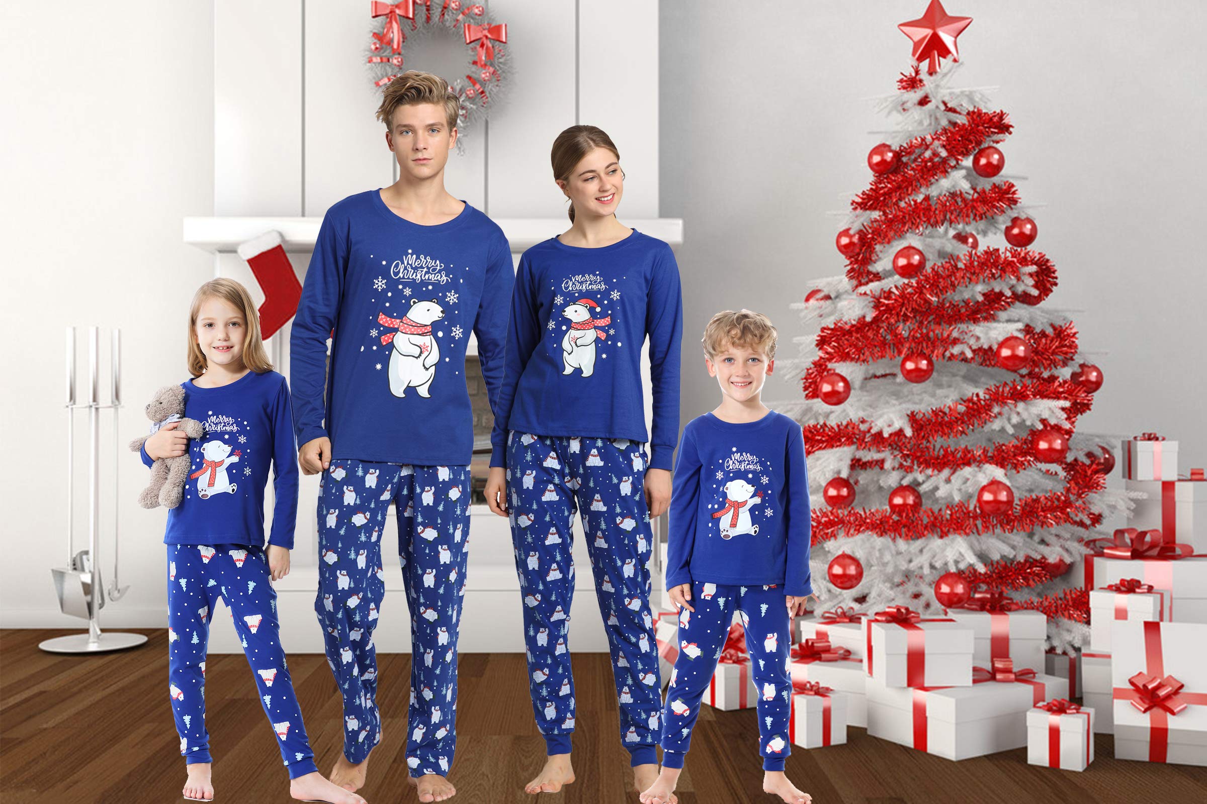 Family Matching Pajama Sets - Polar Bear Sleepwear for Christmas & Family Night