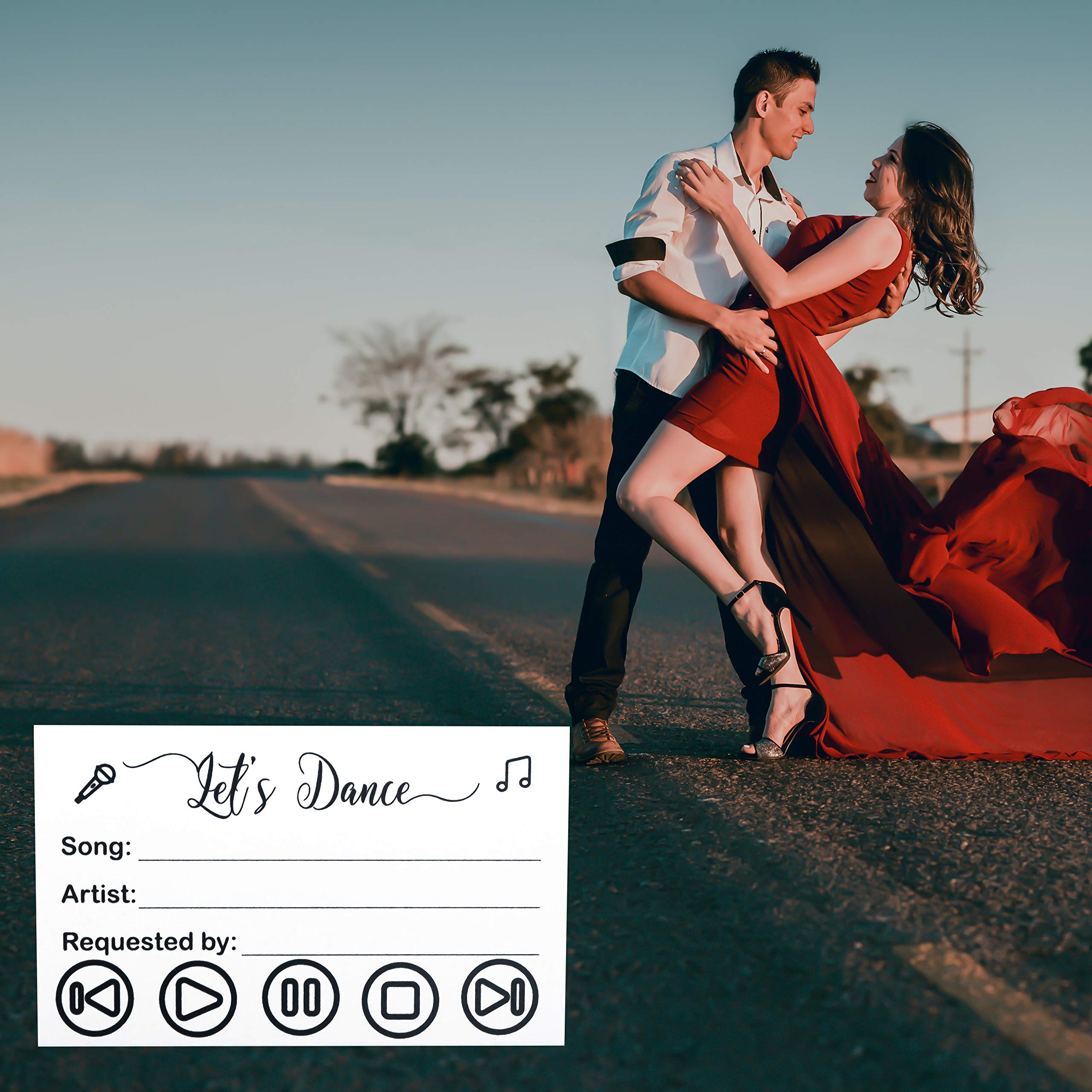 RXBC2011 100 Let's Dance Request Cards - Perfect for Wedding Receptions, Proms, Dance Parties, Band & DJ Events, Karaoke Nights - Music Suggestion Notes for Unforgettable Celebrations