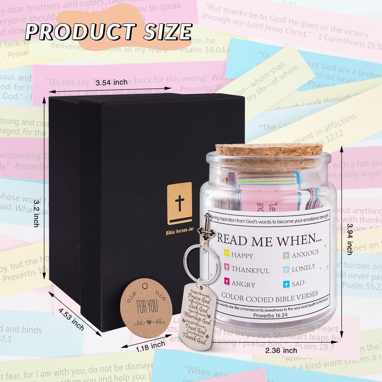 INCAFLINT Bible Verses Jar with Keychain - Christian Gift for Christmas, Graduation