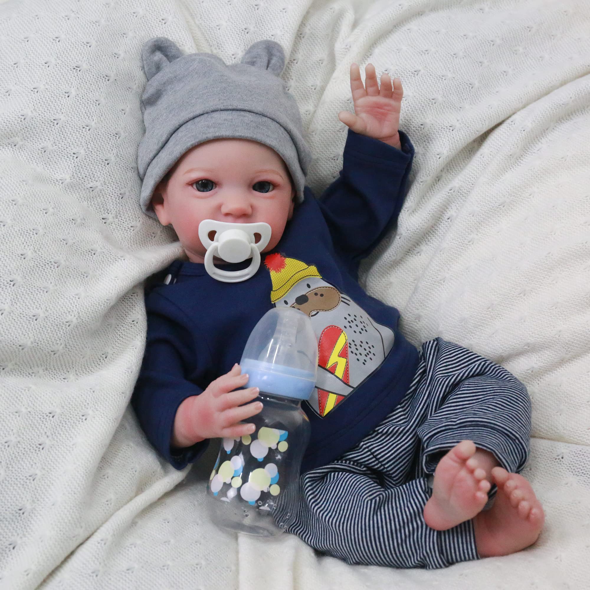 WOOROY 19 Inch Realistic Reborn Baby Doll Boy - Lifelike Handmade Newborn Toddler Doll with Soft Cloth Body | Perfect Gift Toy for Kids Age 3+ | Great for Role Play, Collecting & Emotional Comfort