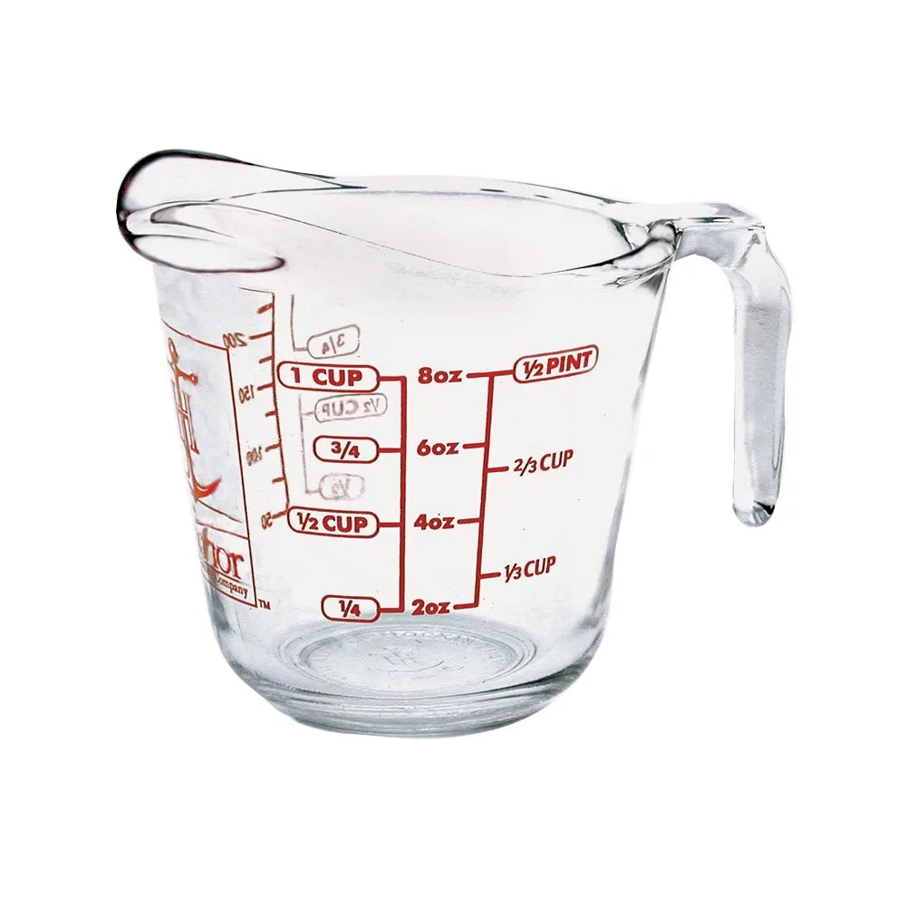 250ML Glass Measuring Cup with Spout & Handle - Perfect for Baking, Cooking & Mixing Liquids - Microwave & Dishwasher Safe