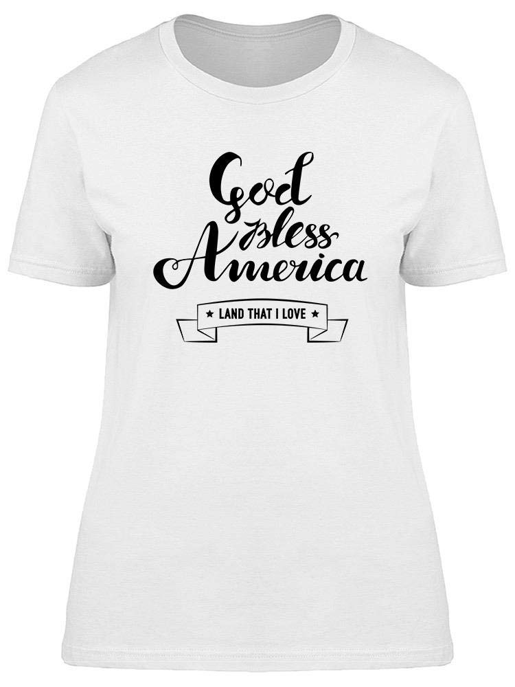 Smartprints God Bless America Patriotic T-Shirt for Women - Soft Cotton Casual Tee for 4th of July, Memorial Day & Everyday Wear