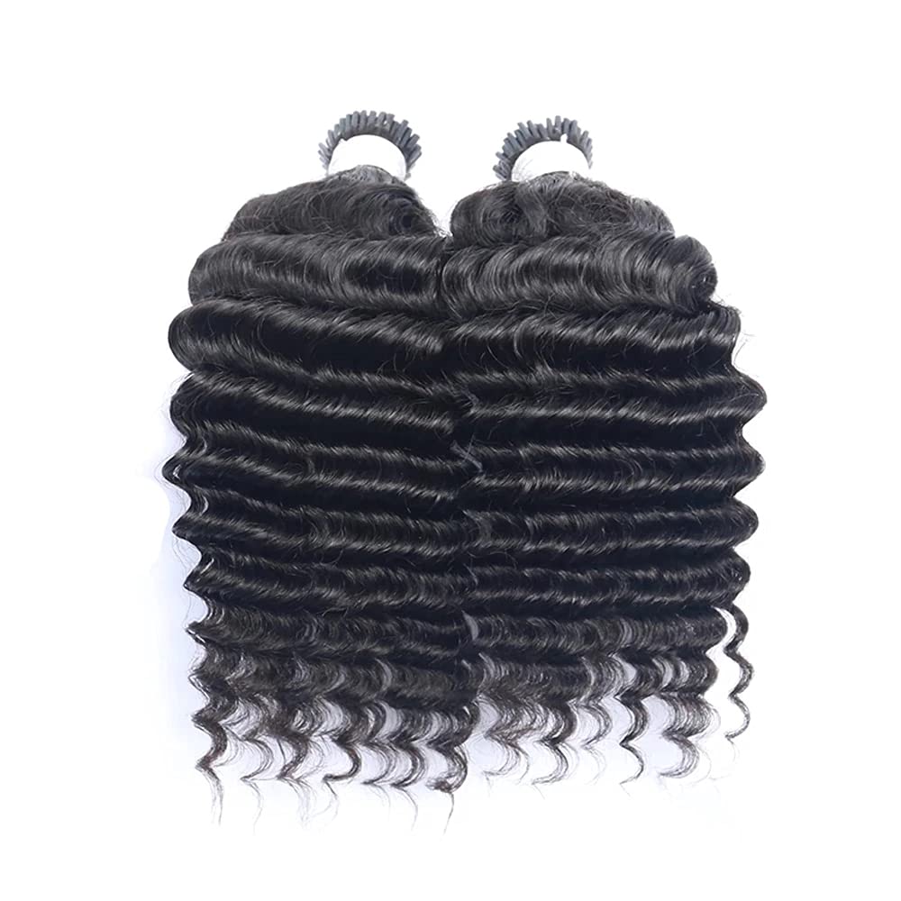 Deep Wave I-Tip Hair Extensions for Black Women | 100% Brazilian Virgin Remy Hair | 30-Inch Curly Microlink Extensions | Bulk Pack for Natural Look & Styling Versatility | Perfect for Weddings, Parties & Everyday Glam