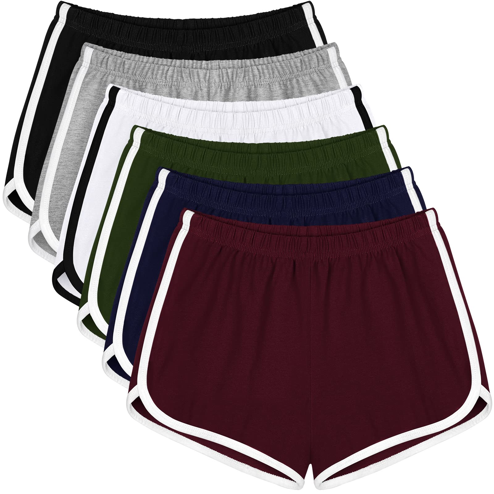 Apoway 6 Pack Women's Cotton Dance Shorts - High Waist Athletic Shorts for Yoga, Running, Workout & Summer Sports | Breathable & Comfortable Activewear for Gym, Fitness & Casual Wear